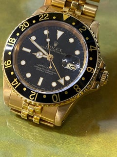Rolex GMT Master 18k YG Black Dial Rare Vintage circa 1981 Model