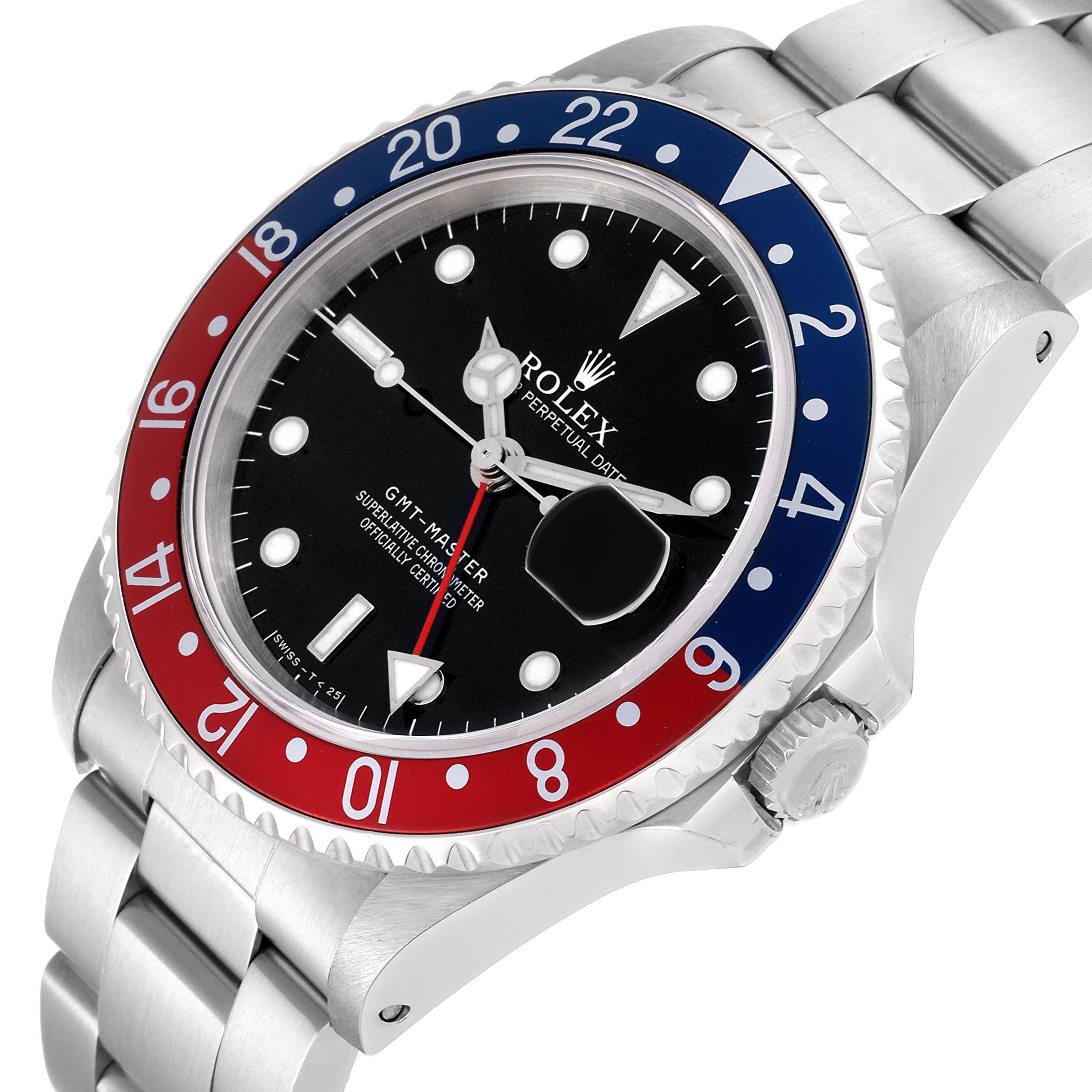 Men's Rolex GMT Master 40mm Blue Red Pepsi Bezel Steel Mens Watch 16700
