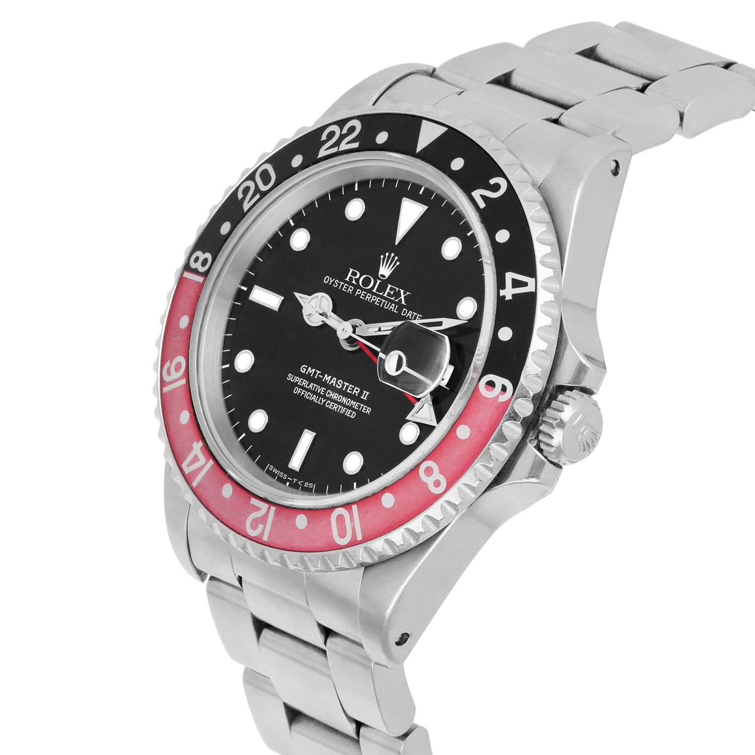 Moderne Rolex GMT-Master 40mm COKE Black Stainless Steel Watch Black/Red 16710 Year 1995