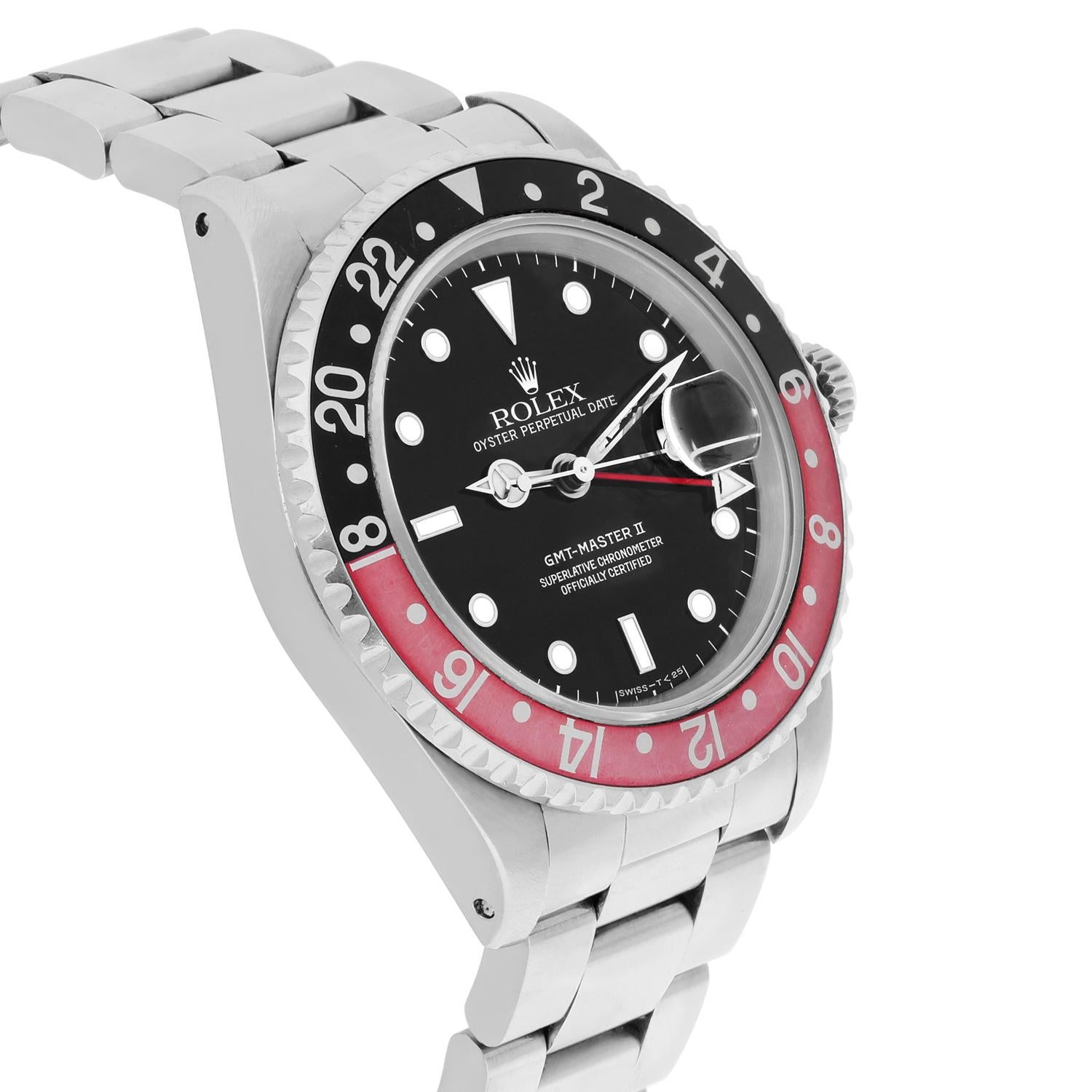  Rolex GMT-Master 40mm COKE Black Stainless Steel Watch Black/Red 16710 Year 1995 Pour hommes 