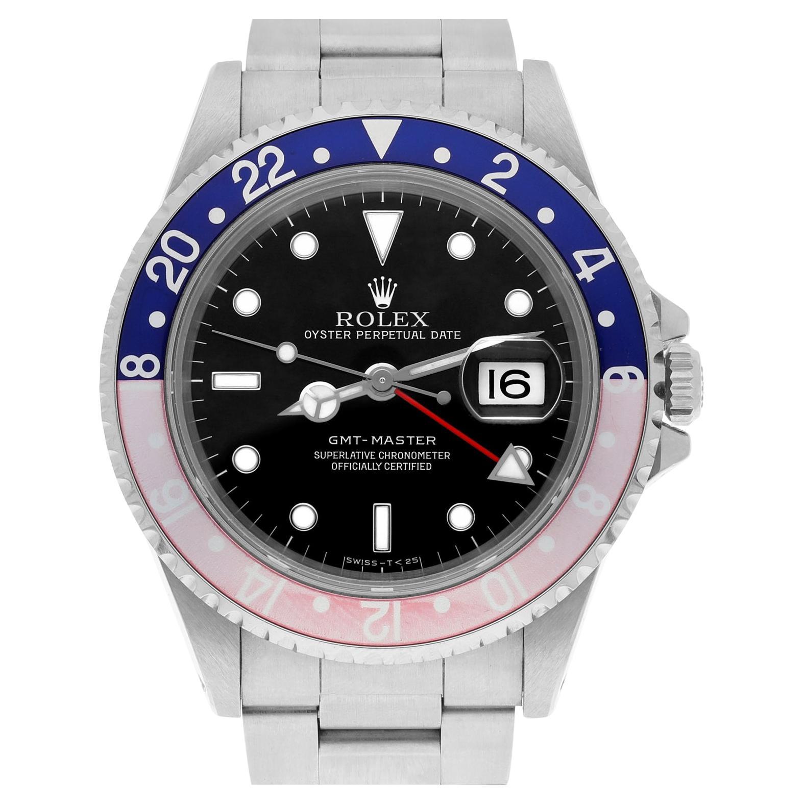 Rolex GMT-Master 40mm PEPSI Nero Orologio in Acciaio Blu/Rosso 16700 Anno 1996