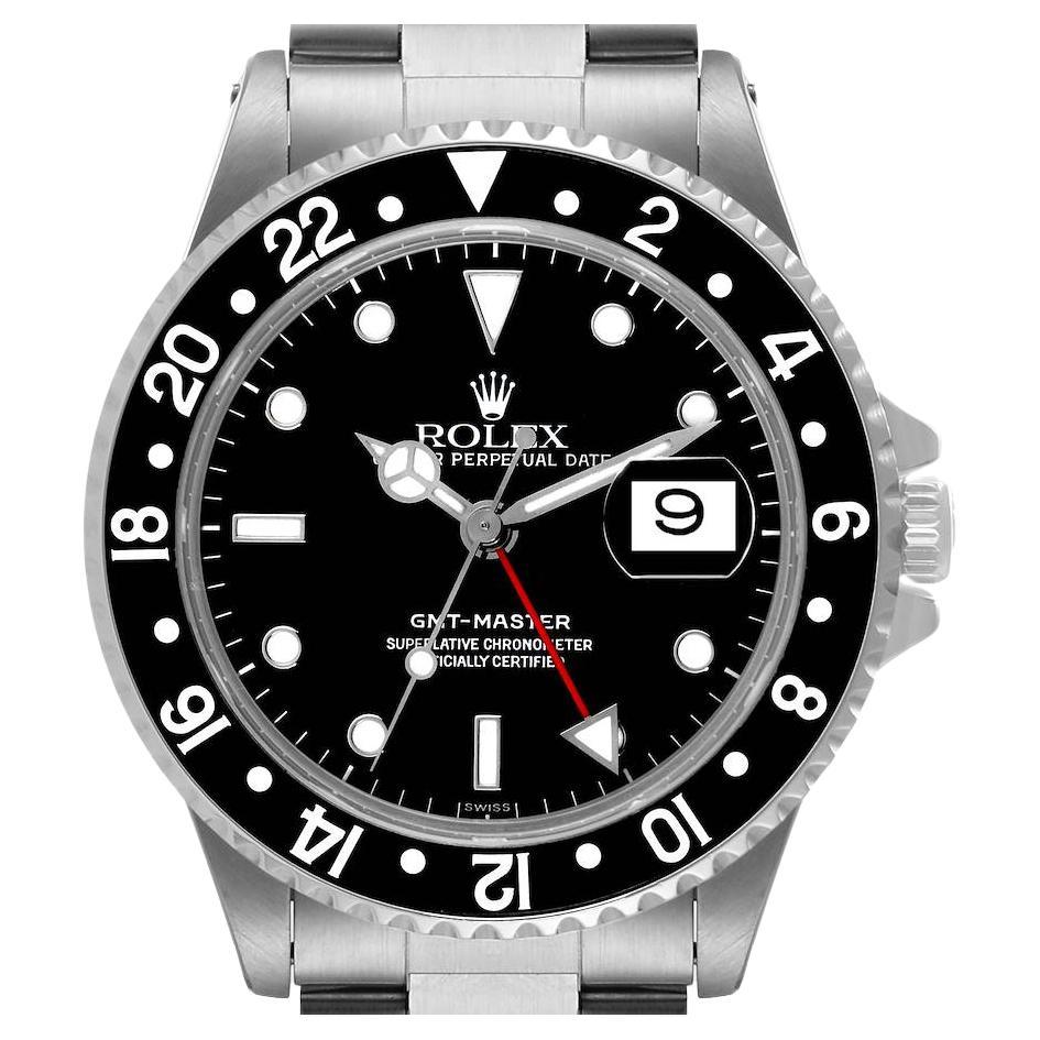 Rolex GMT Master Black Bezel Automatic Steel Mens Watch 16700 Box Papers For Sale