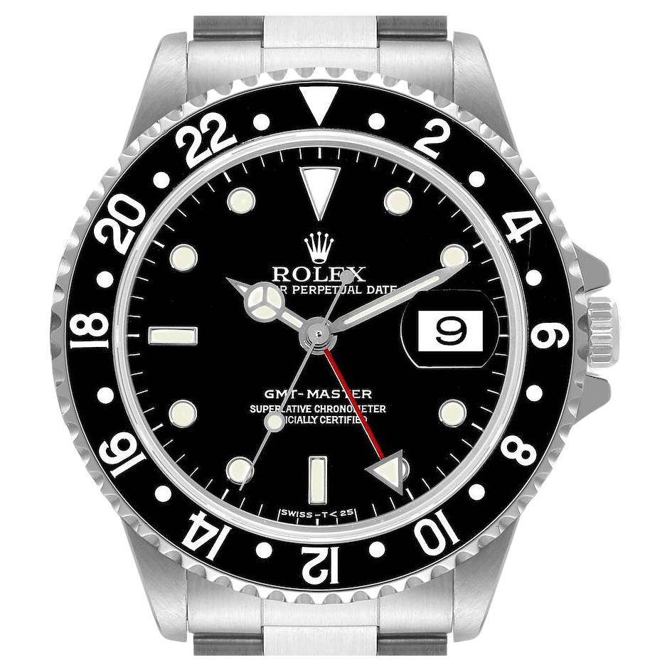 Rolex GMT Master Black Bezel Automatic Steel Mens Watch 16700 Box Papers