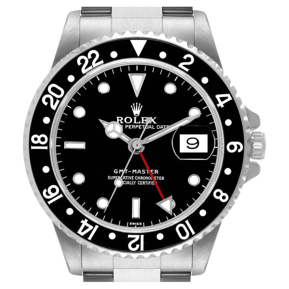 Rolex GMT Master Black Bezel Automatic Steel Mens Watch 16700 For Sale at  1stDibs