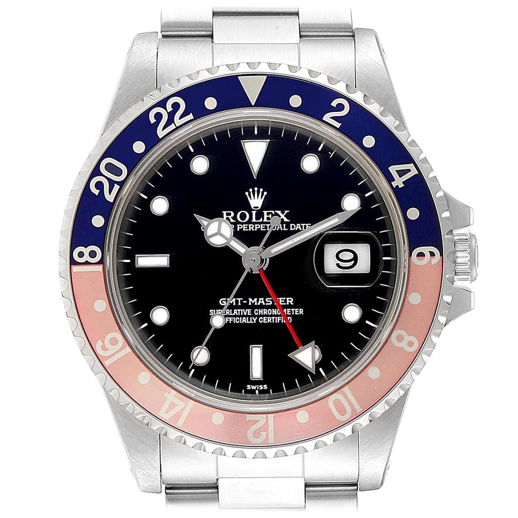 Rolex GMT Master Blue Red Pepsi Bezel Steel Men's Watch 16700 Box For Sale