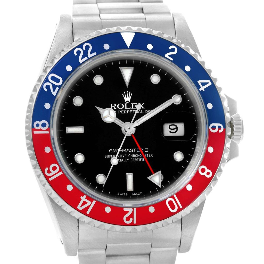 Rolex GMT Master Fat Lady Vintage Pepsi Blue Red Bezel Watch 16760 im Zustand „Relativ gut“ in Atlanta, GA