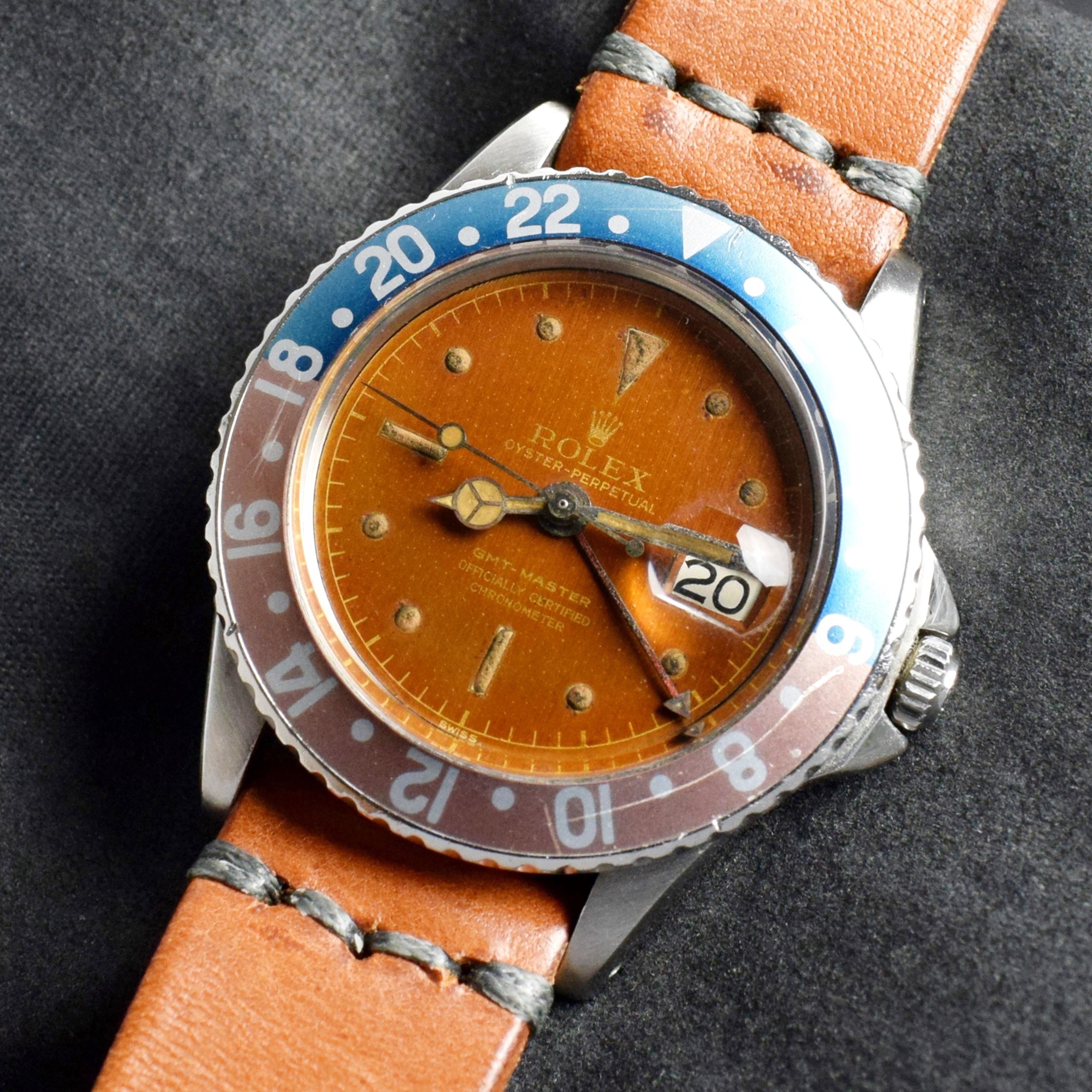 Brand: Vintage Rolex
Model: 1675
Year: 1960
Serial number: 50xxxx
Reference: OT1249

Case: Show sign of wear with slight polish from previous; inner case back stamped 1675 I 60; serial number is hard to capture in photo but it is still visible under