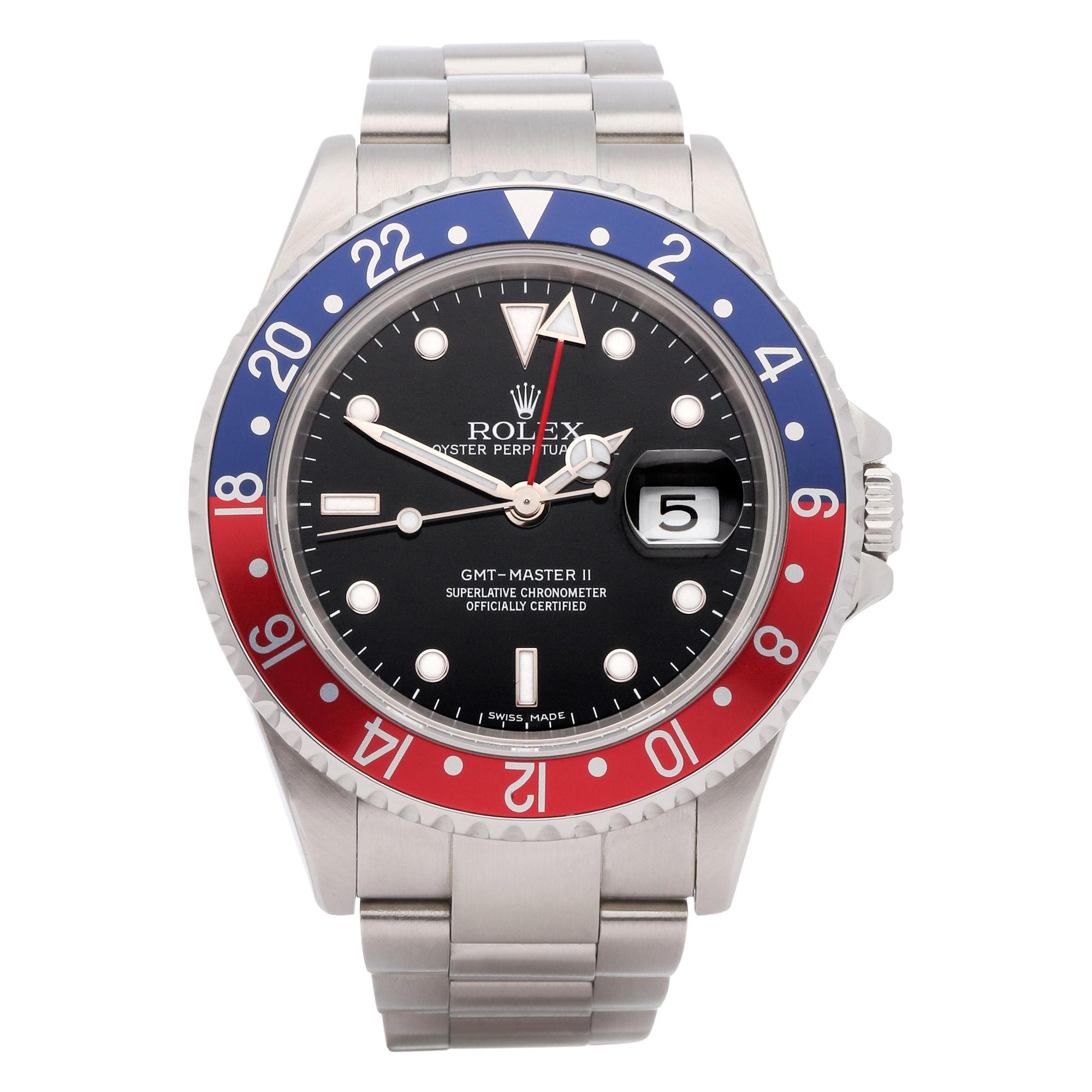 Rolex GMT-Master II 0 16710 Men Stainless Steel Stick Dial' Watch