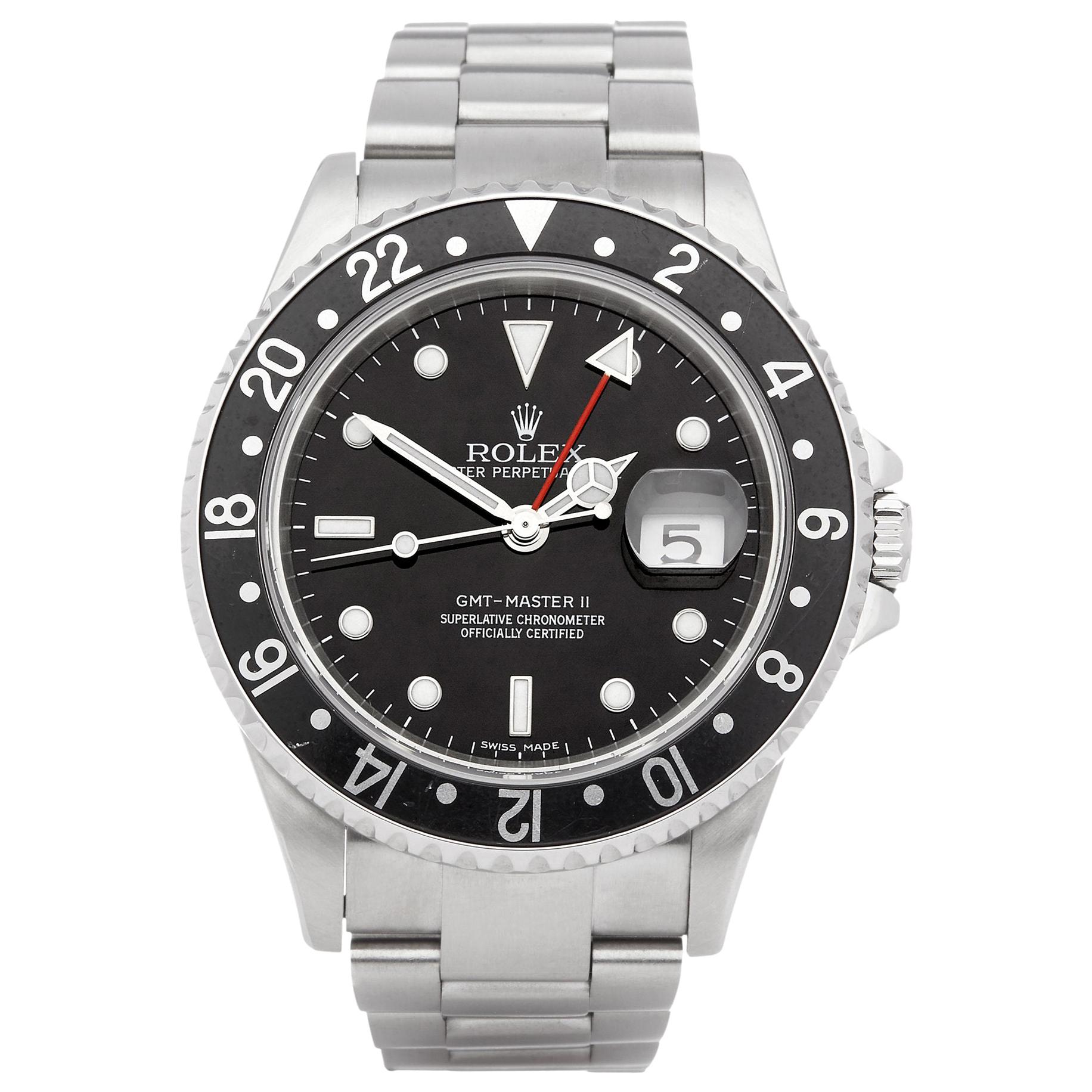 Rolex GMT-Master II 0 16710 Men's Stainless Steel Stick Dial Watch