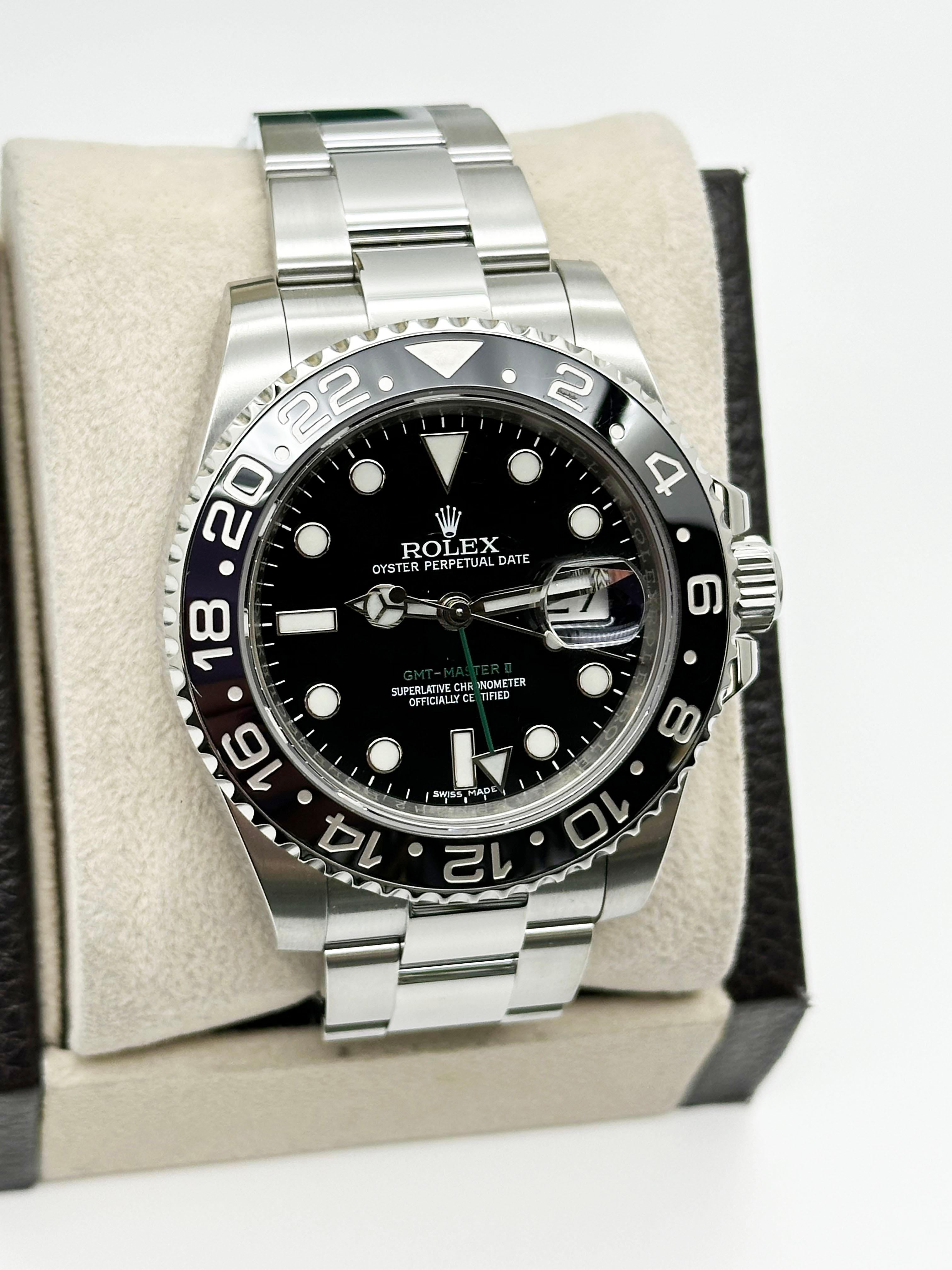 Rolex GMT Master II 116710 116710LN Black Ceramic Stainless Steel Box Paper In Excellent Condition In San Diego, CA