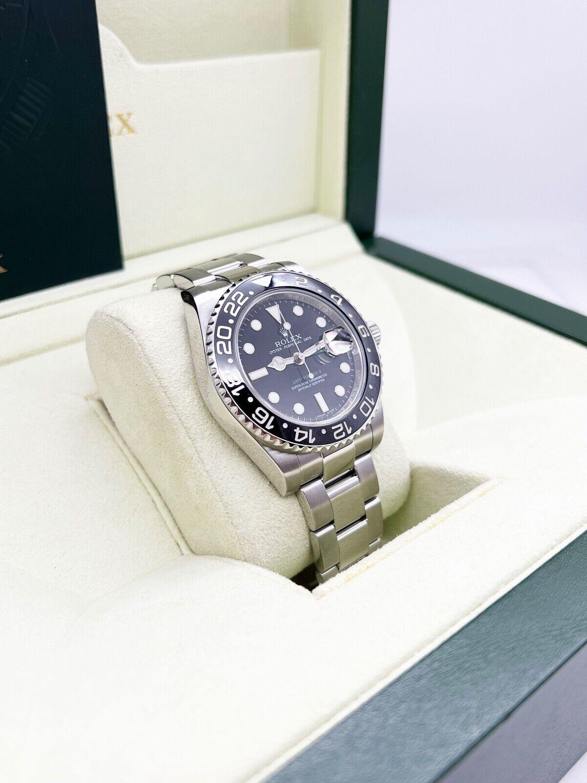 Rolex GMT Master II 116710 Black Ceramic Stainless Steel Box Paper In Excellent Condition For Sale In San Diego, CA