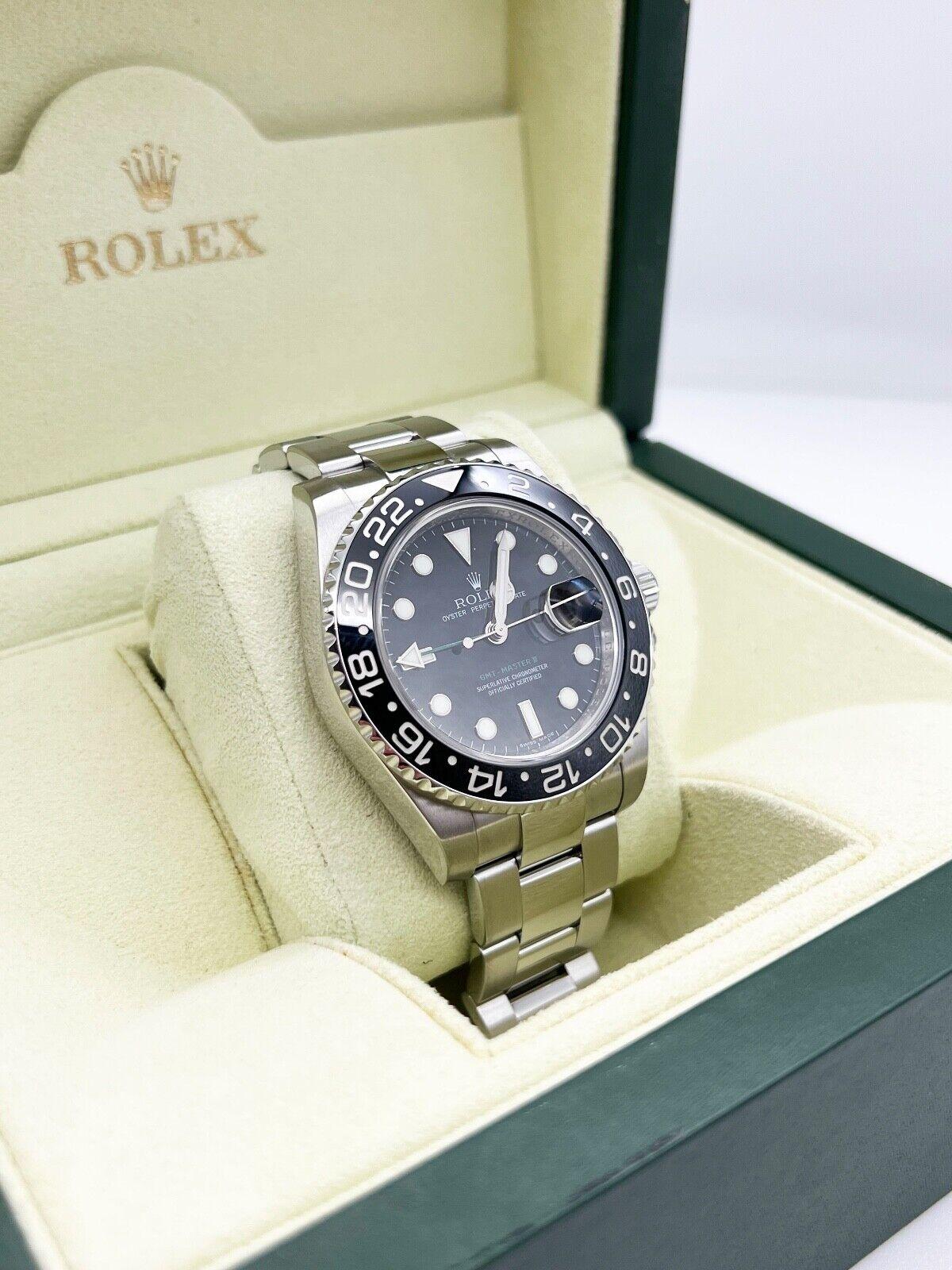 Rolex GMT Master II 116710 Black Ceramic Stainless Steel Box Paper For Sale 1