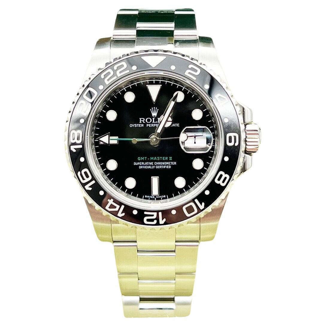 Rolex GMT Master II 116710 Black Ceramic Stainless Steel Box Paper For Sale