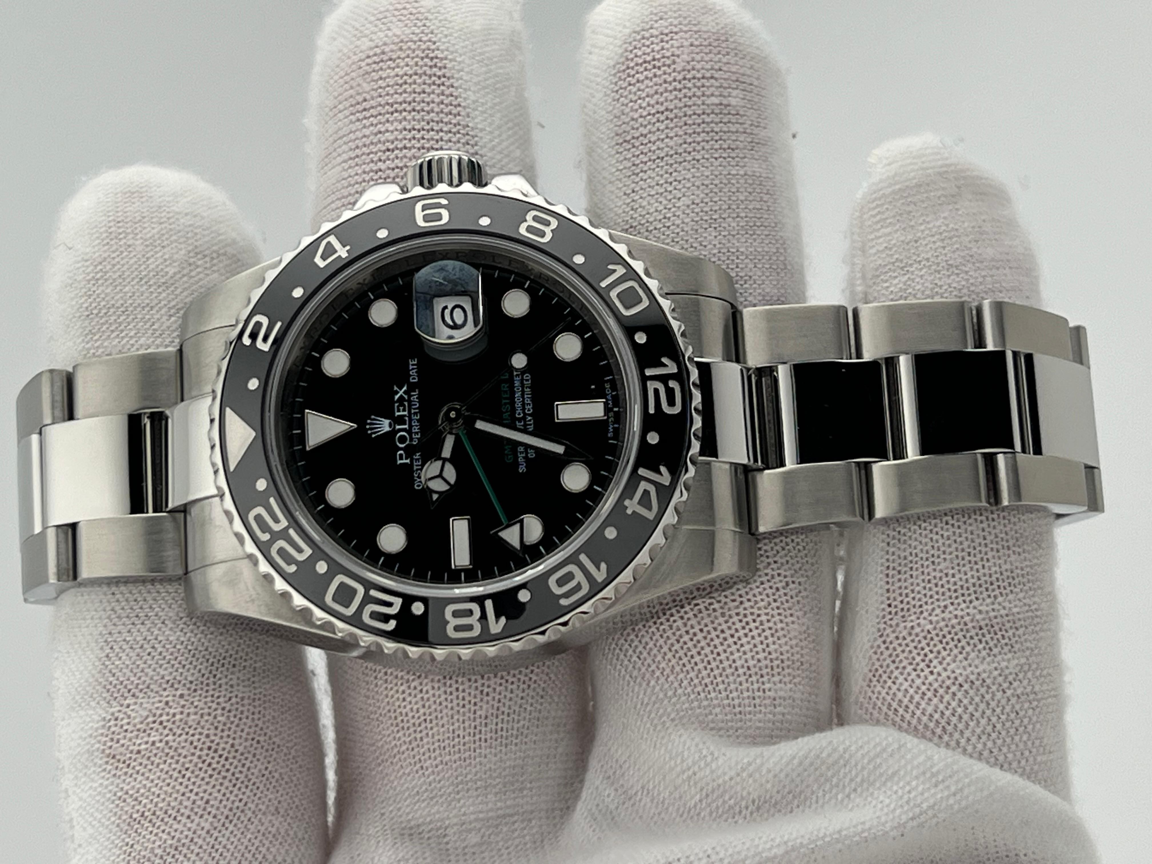 Rolex GMT Master II 116710 Black Ceramic Stainless Steel Box Paper Service Card In Excellent Condition In San Diego, CA