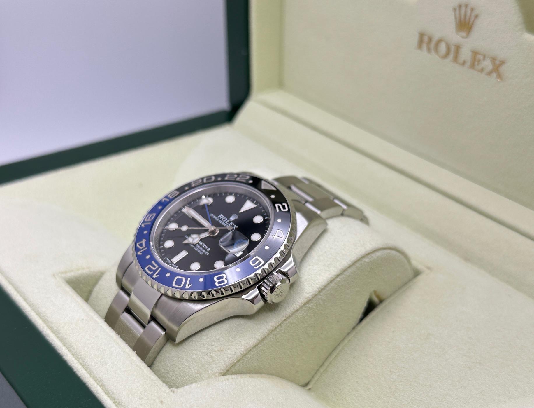 Rolex GMT Master II 116710BLNR Batman Stainless Steel Box 2025 Service Card In Excellent Condition For Sale In San Diego, CA