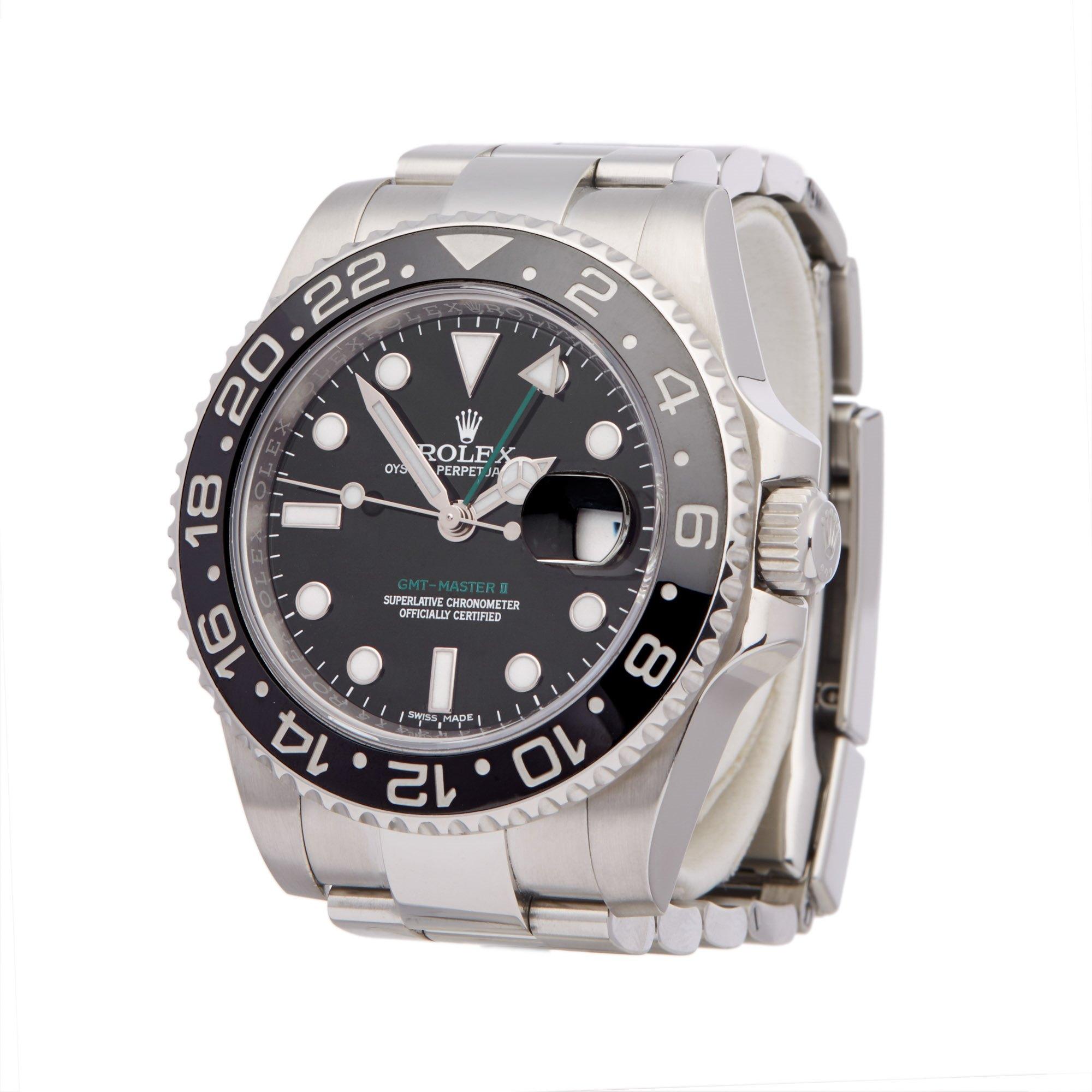 Xupes Reference: W007213
Manufacturer: Rolex
Model: GMT-Master II
Model Variant: 
Model Number: 116710LN
Age: 03-12-2015
Gender: Men's
Complete With: Rolex Box, Manuals, Guarantee & Swing Tags 
Dial: Black Other
Glass: Sapphire Crystal
Case Size: