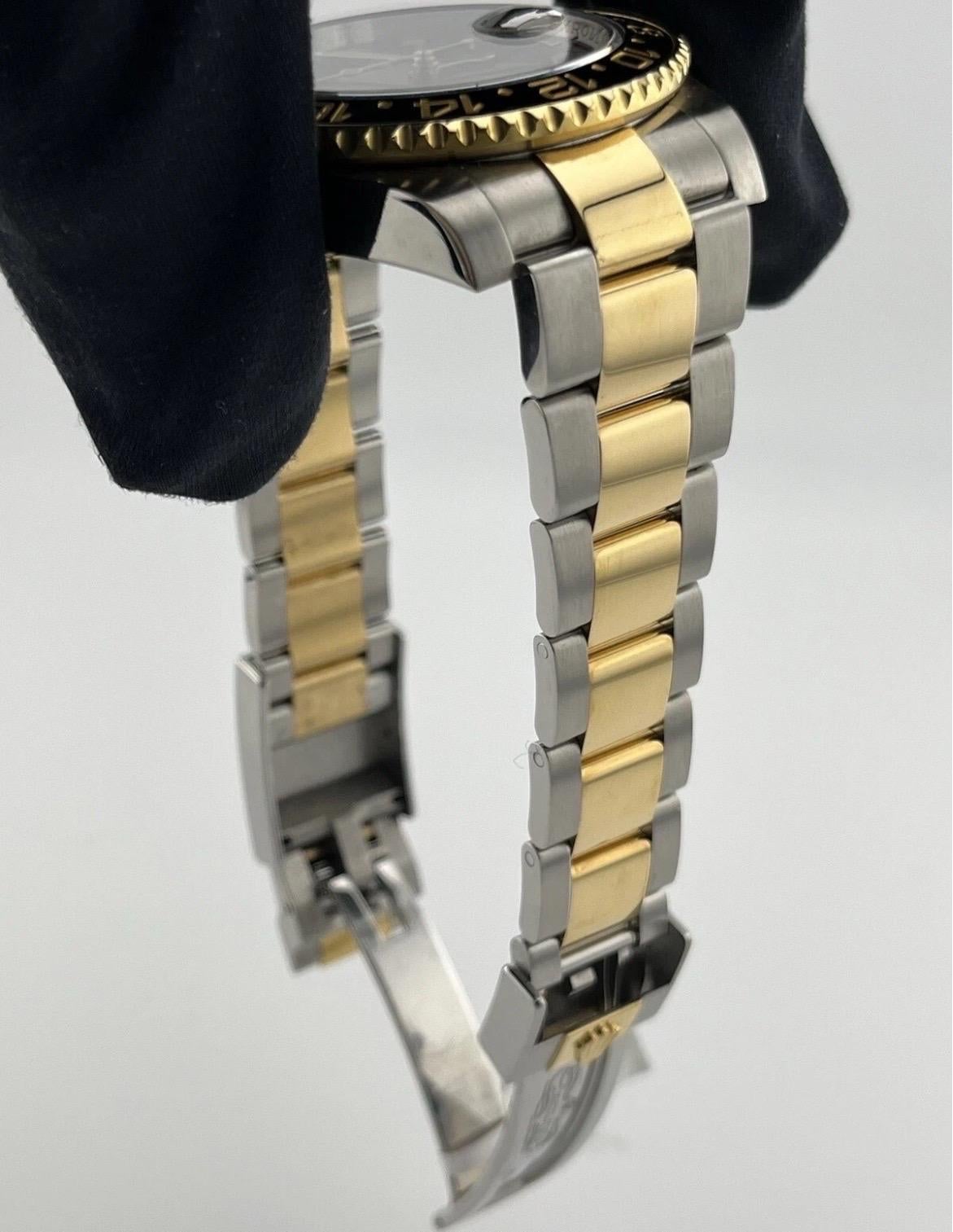 Rolex GMT-Master II 116713 Black Ceramic Two-Tone 18K Yellow Gold Stainless 40mm For Sale 9