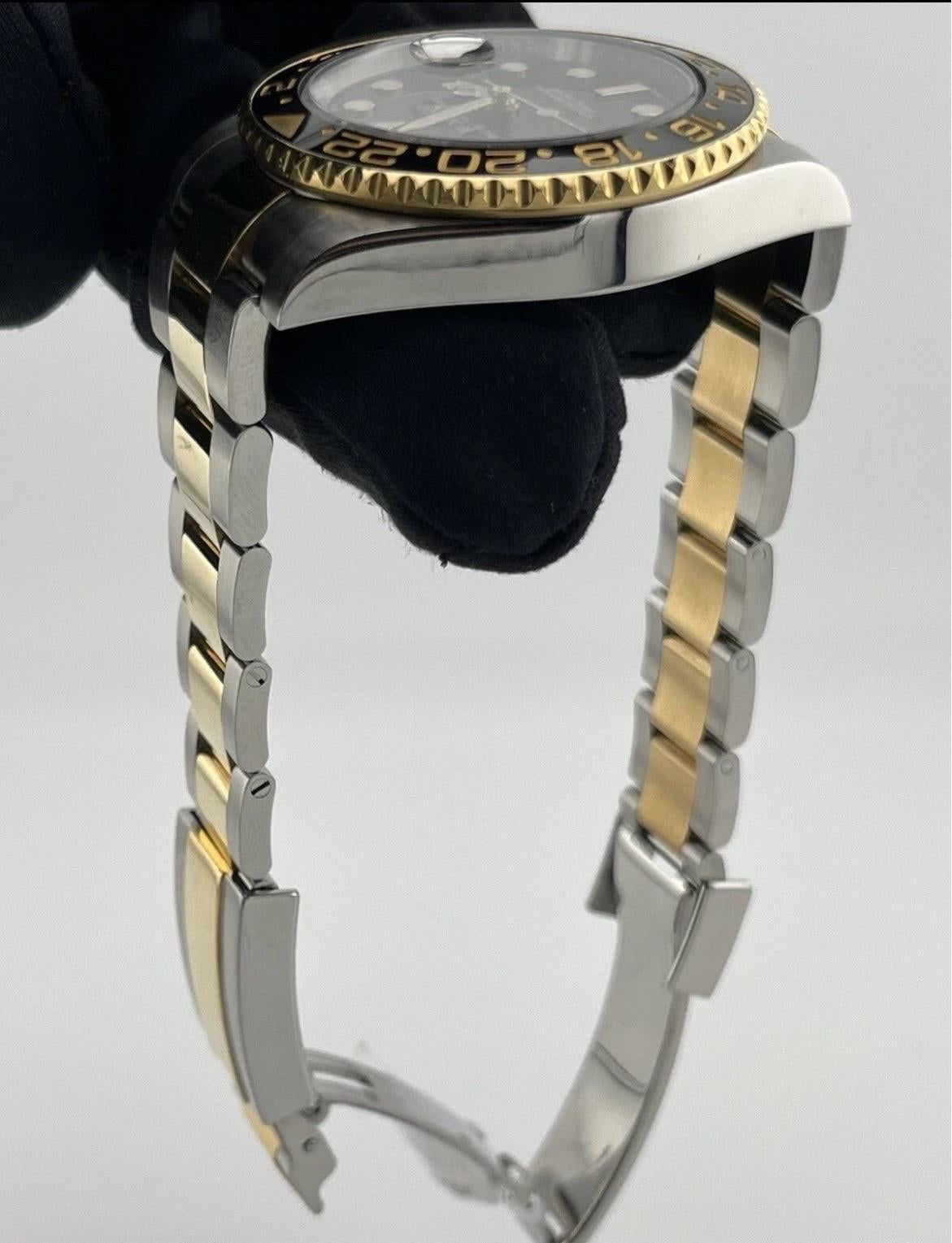 Rolex GMT-Master II 116713 Black Ceramic Two-Tone 18K Yellow Gold Stainless 40mm For Sale 11