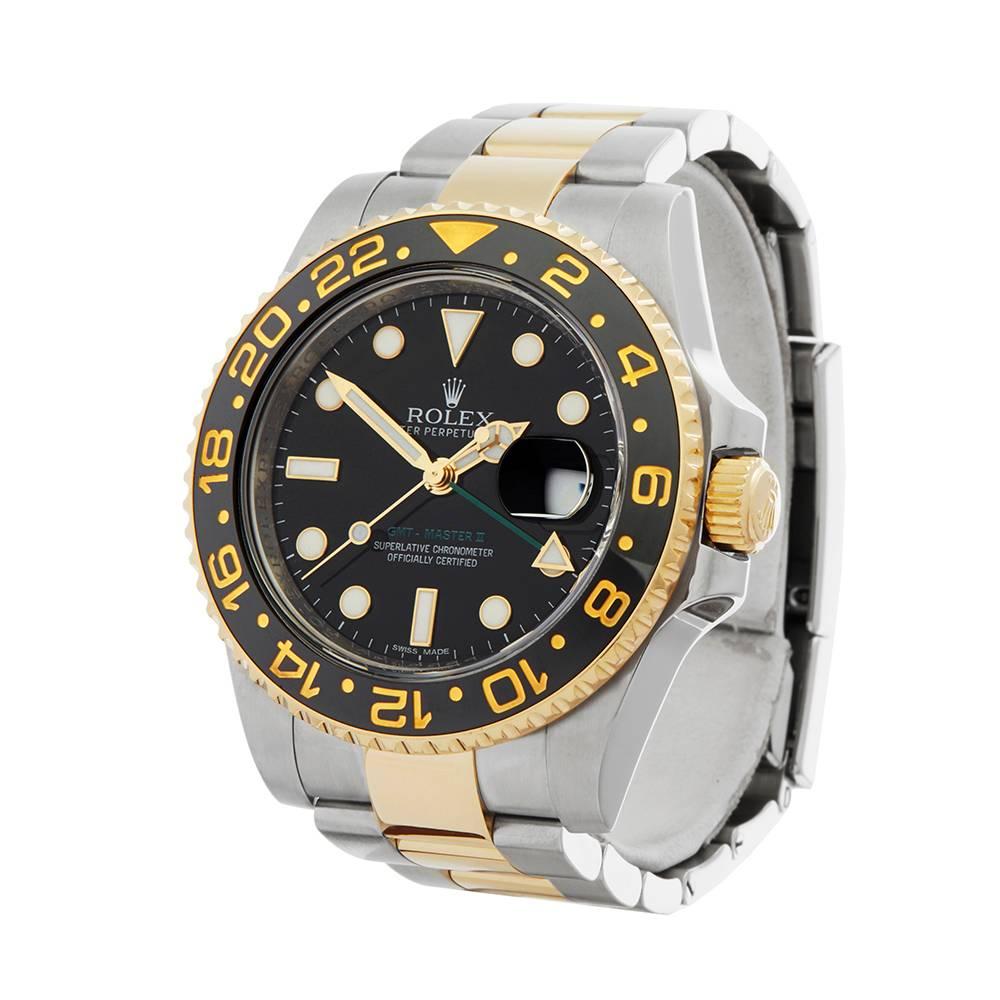 Ref: W4955
Manufacturer: Rolex
Model: GMT-Master II
Model Ref: 116713
Age: 14th January 2013
Gender: Mens
Complete With: Box & Guarantee
Dial: Black 
Glass: Sapphire Crystal
Movement: Automatic
Water Resistance: To Manufacturers Specifications
Case: