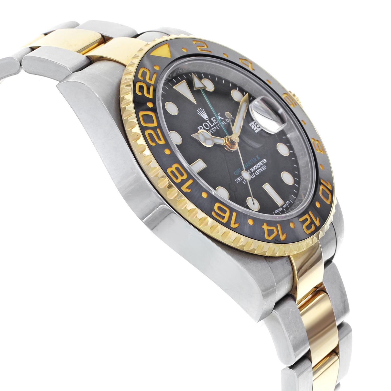 Men's Rolex GMT-Master II 116713 Two-Tone Black Steel 18 Karat Gold Men’s Watch