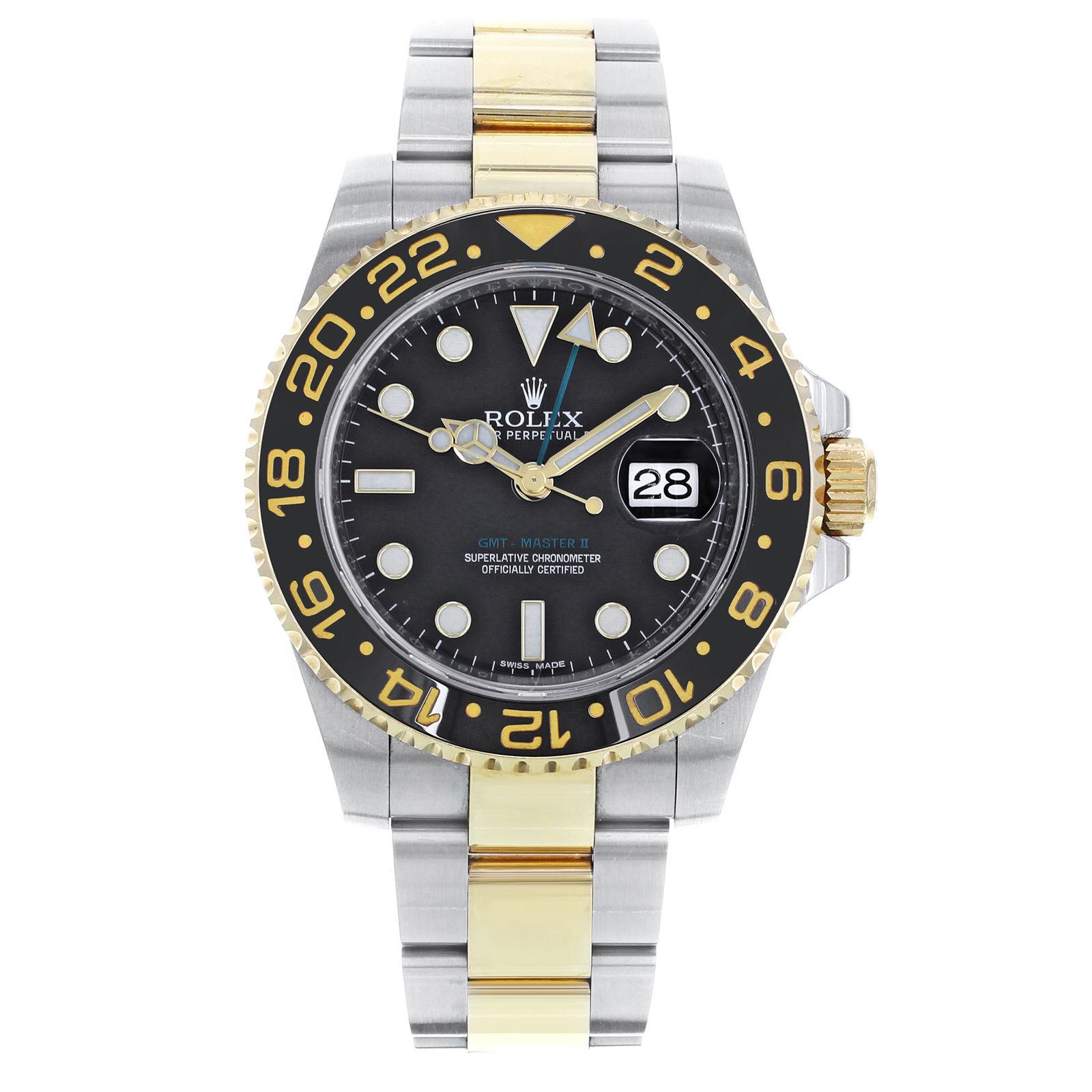 Rolex GMT-Master II 116713 Two-Tone Black Steel 18 Karat Gold Men’s Watch