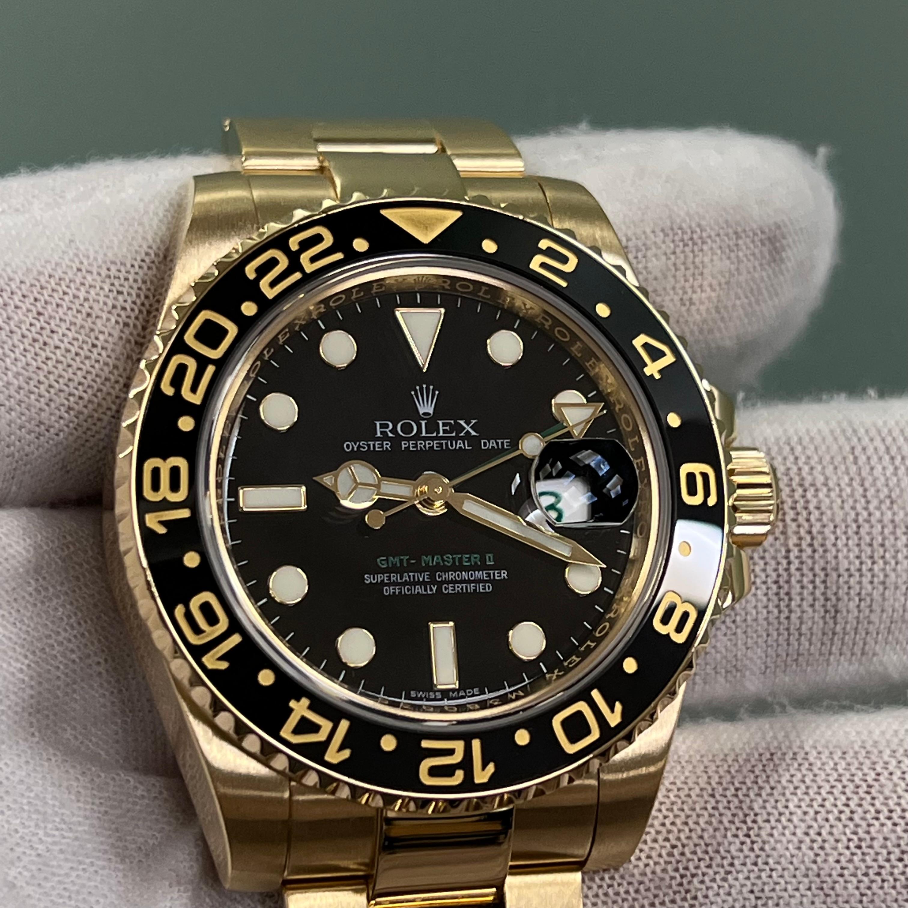 Rolex GMT Master II 116718 18K Yellow Gold Black Ceramic Box 40mm For Sale 4