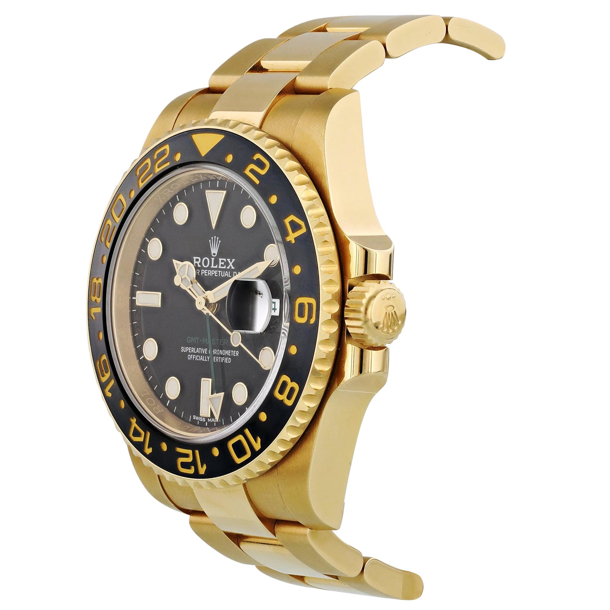 Rolex GMT-Master II 116718 Yellow Gold Box Papers For Sale