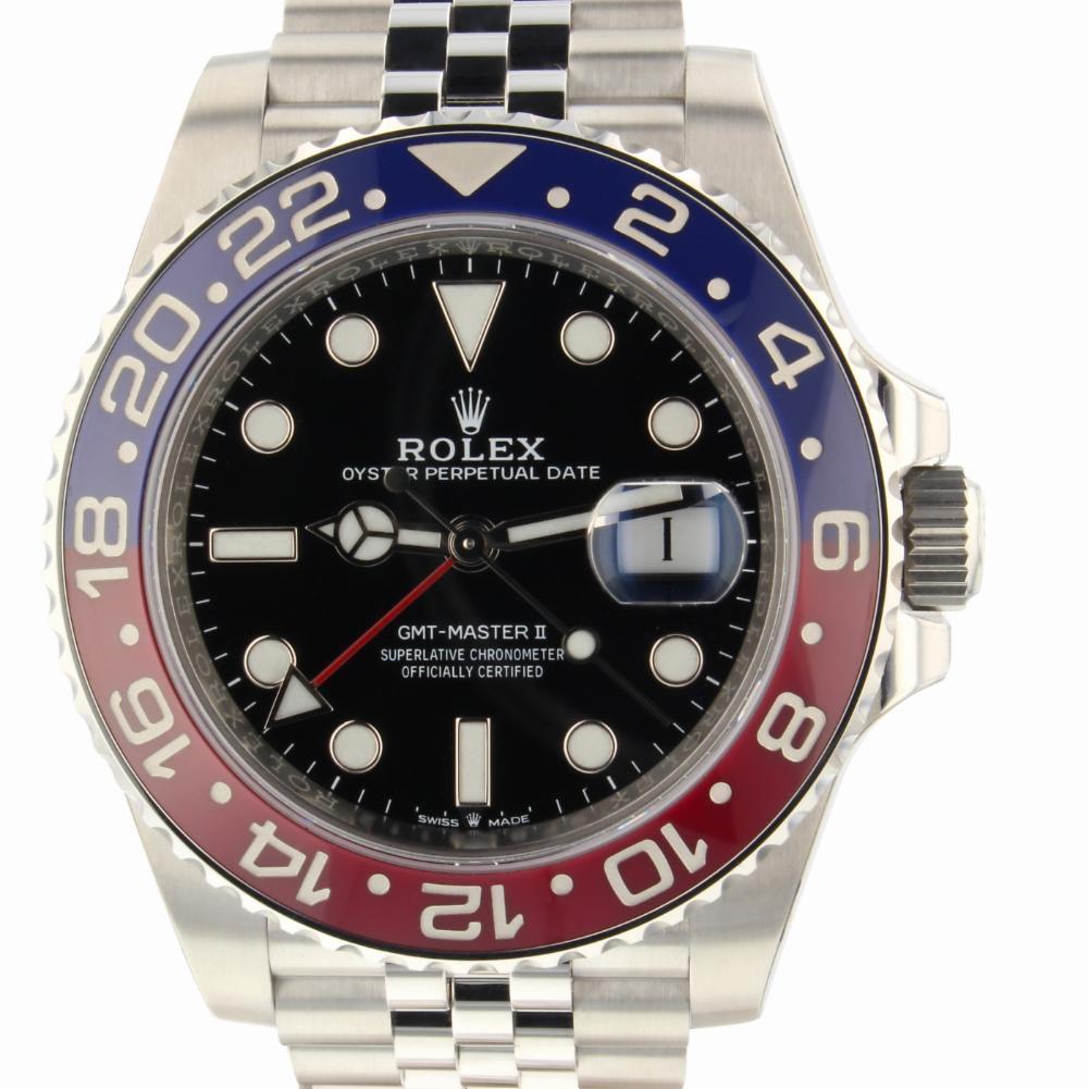 Rolex GMT Master II Reference #:126710. Rolex GMT Master 2 Pepsi Jubilee Steel 40 mm Watch 126710 Full Stickers 2018. Verified and Certified by WatchFacts. 1 year warranty offered by WatchFacts.
