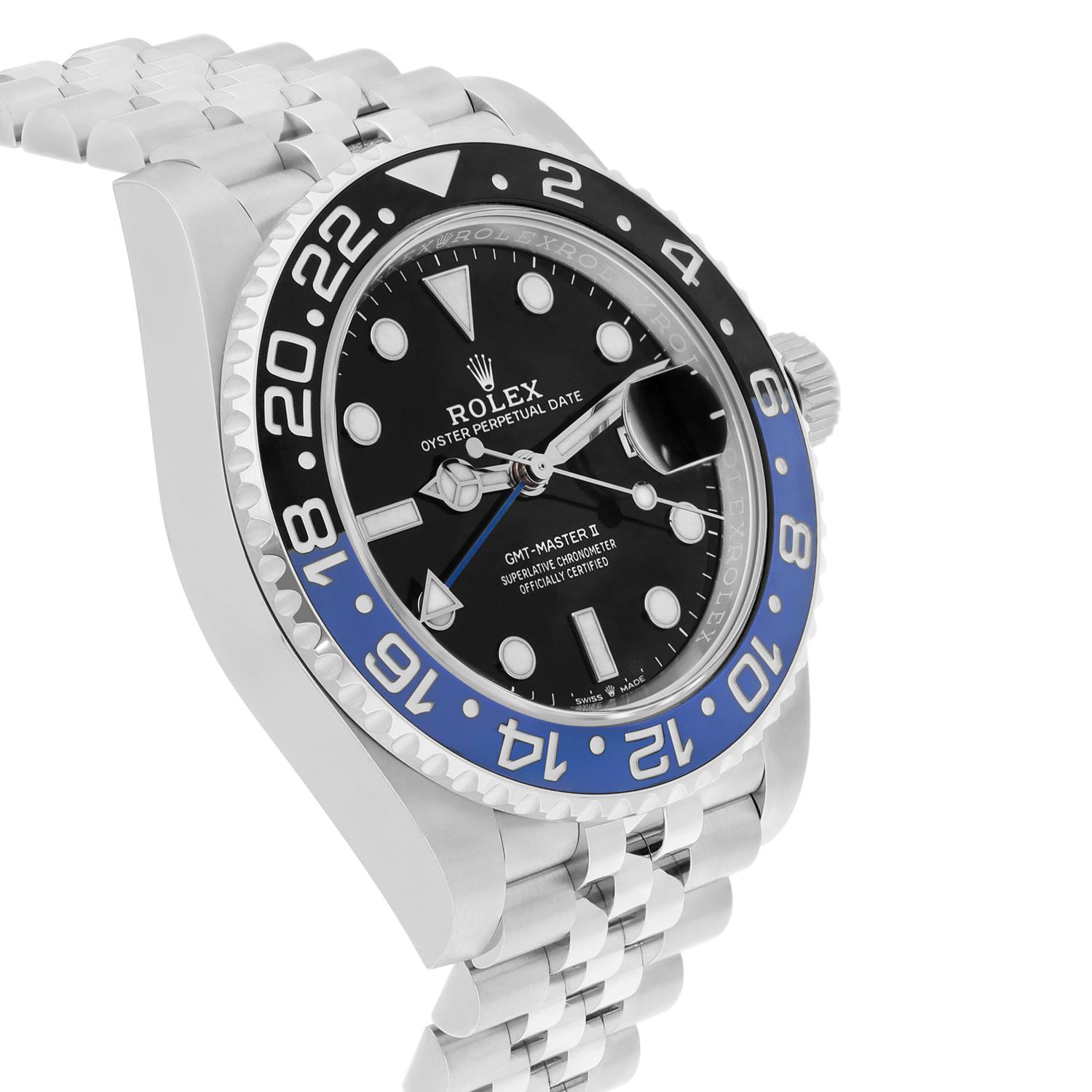 Men's Rolex GMT Master II 126710BLNR 40mm Stainless Steel Batgirl Box Papers New 2023 For Sale