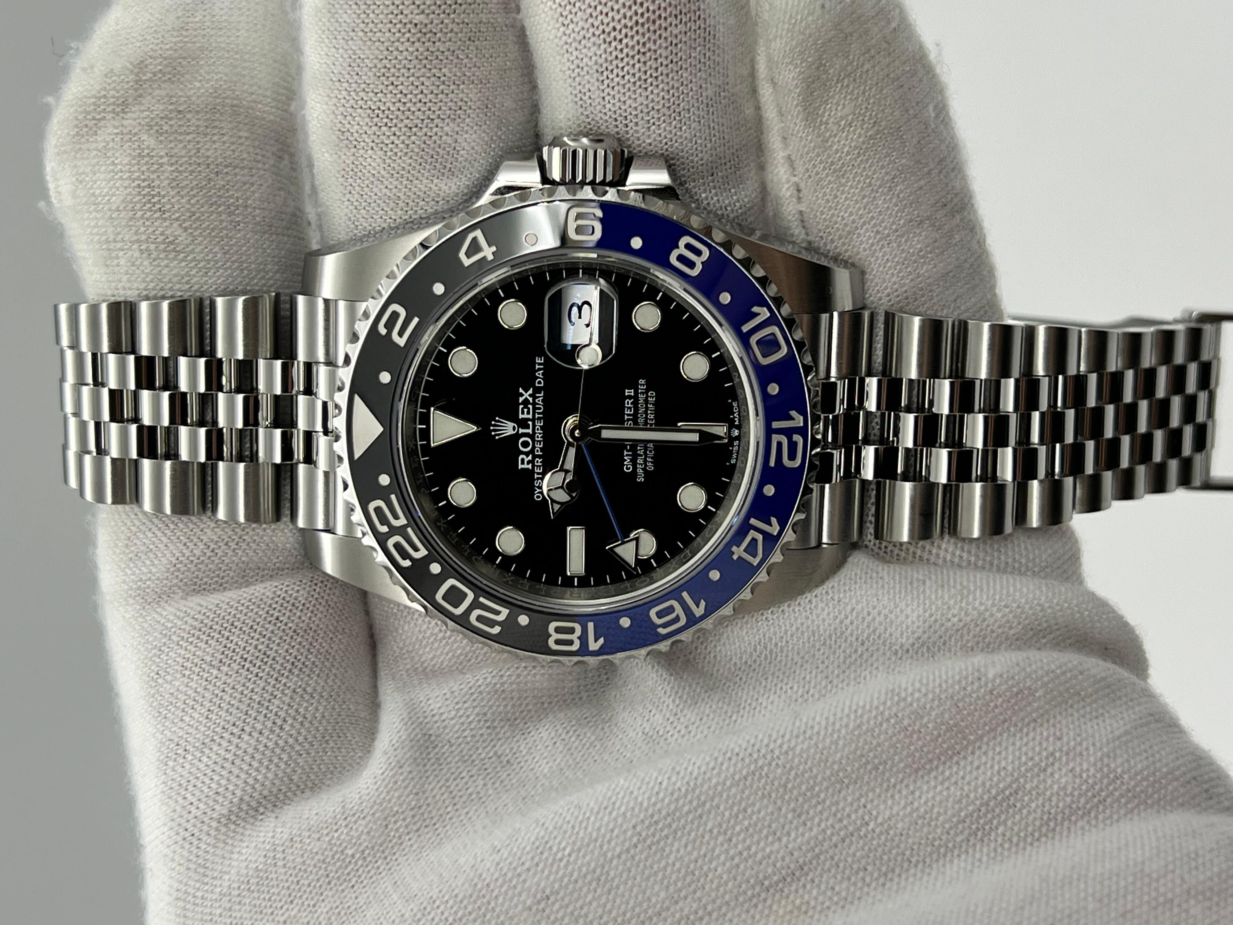 Rolex GMT Master II 126710BLNR Batgirl Jubilee Black Blue Steel Box Paper 2021 In Excellent Condition In San Diego, CA