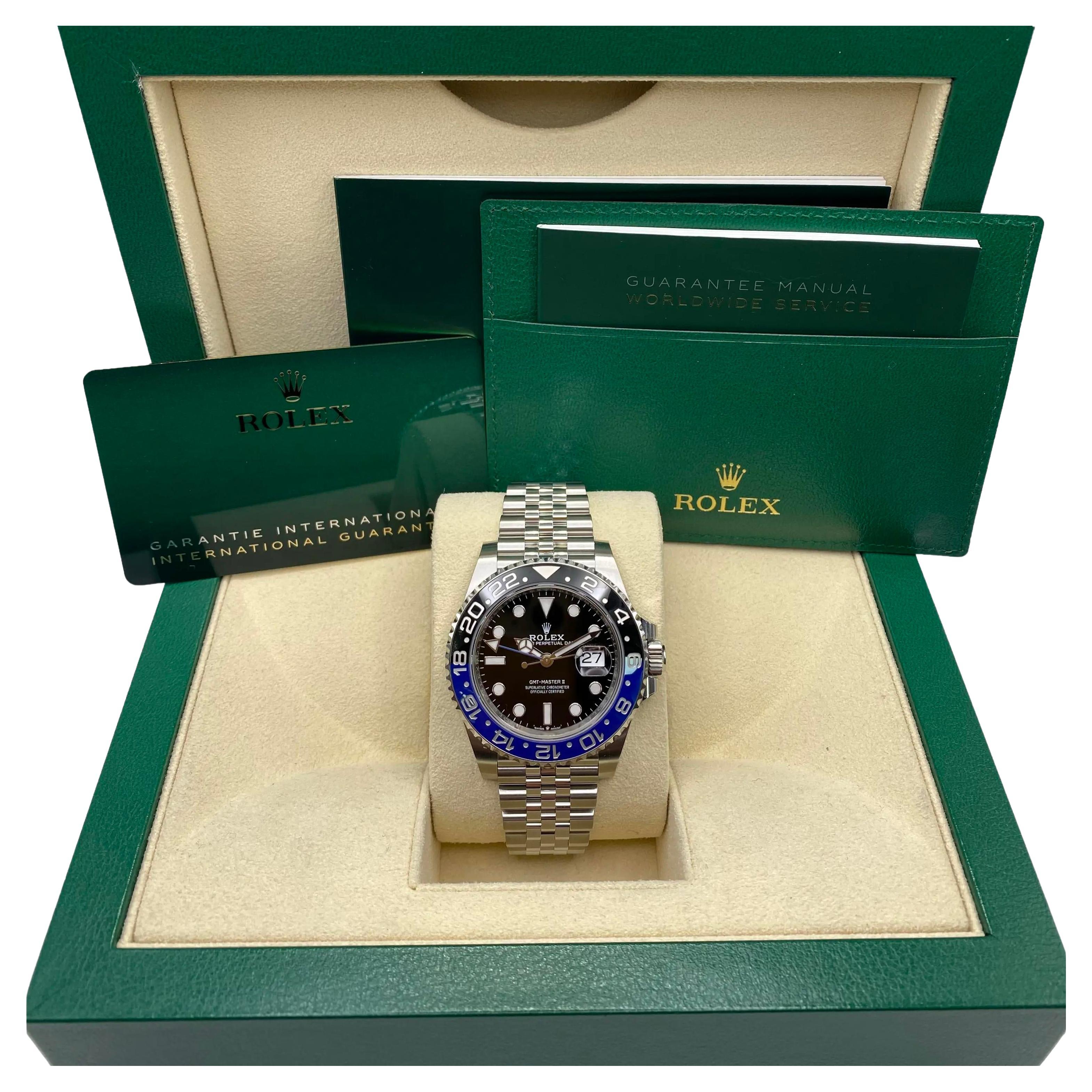 Rolex GMT-Master II 126710BLNR Batgirl Stahl Schwarzes Zifferblatt Herrenuhr B&P