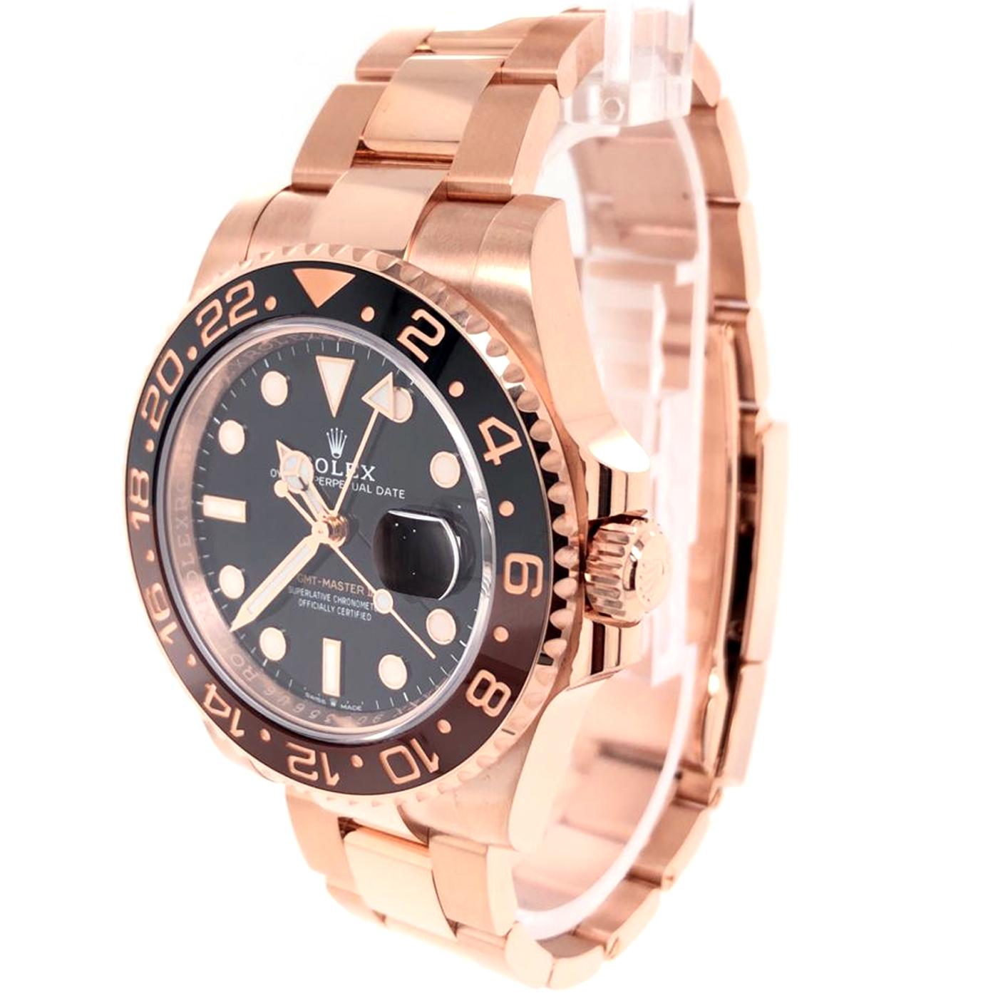 Modernist Rolex GMT-Master II 126715 Rootbeer 18k Everose Gold Ceramic Vintage Bezel Watch