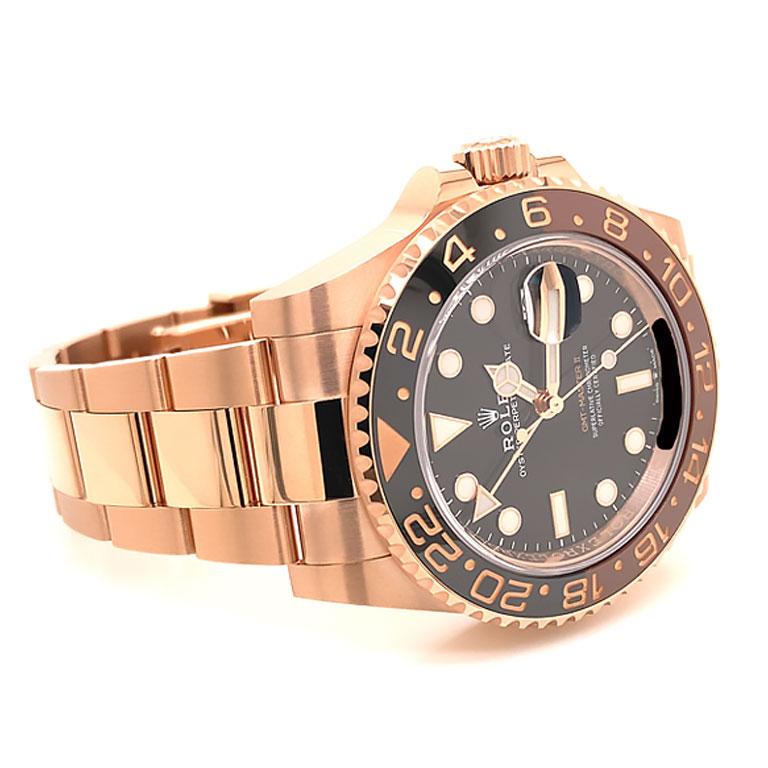 Rolex GMT-Master II 126715 Root Beer 18K Rose Gold Automatic Mens Watch. This watch was purchased in July 2021, never been worn and safe kept in brand new condition with original Rolex inner and outer boxes, Rolex booklets, warranty card, leather