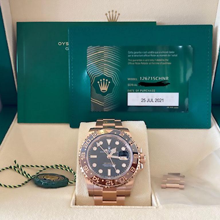 Rolex GMT-Master II 126715CHNR Root Beer 18K Everose Gold, ungetragener vollständiger Satz 2021 2