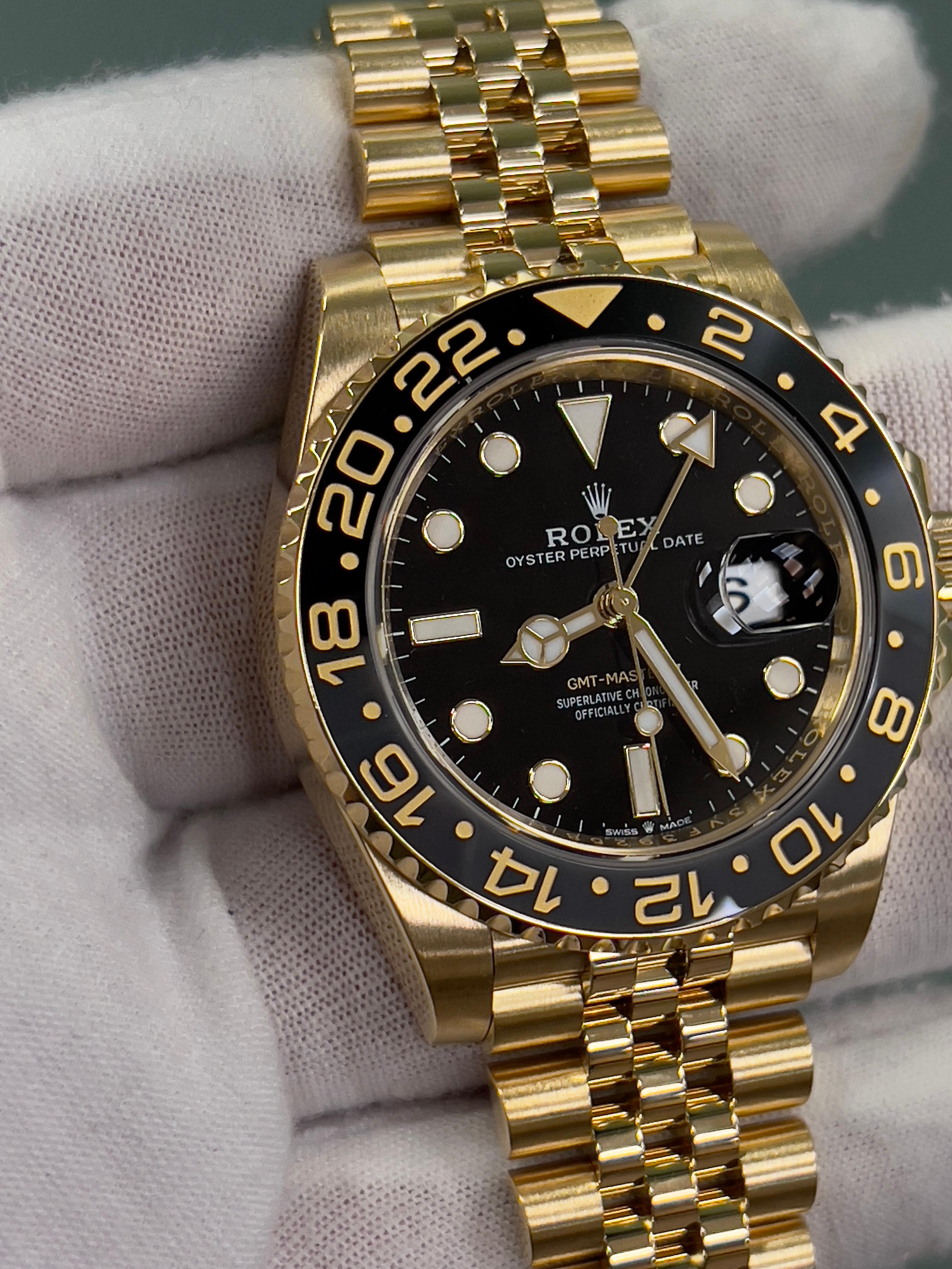 Rolex GMT Master II 126718GRNR 40mm 18K Gelbgold Jubiläumsband Box Papier 2023 5