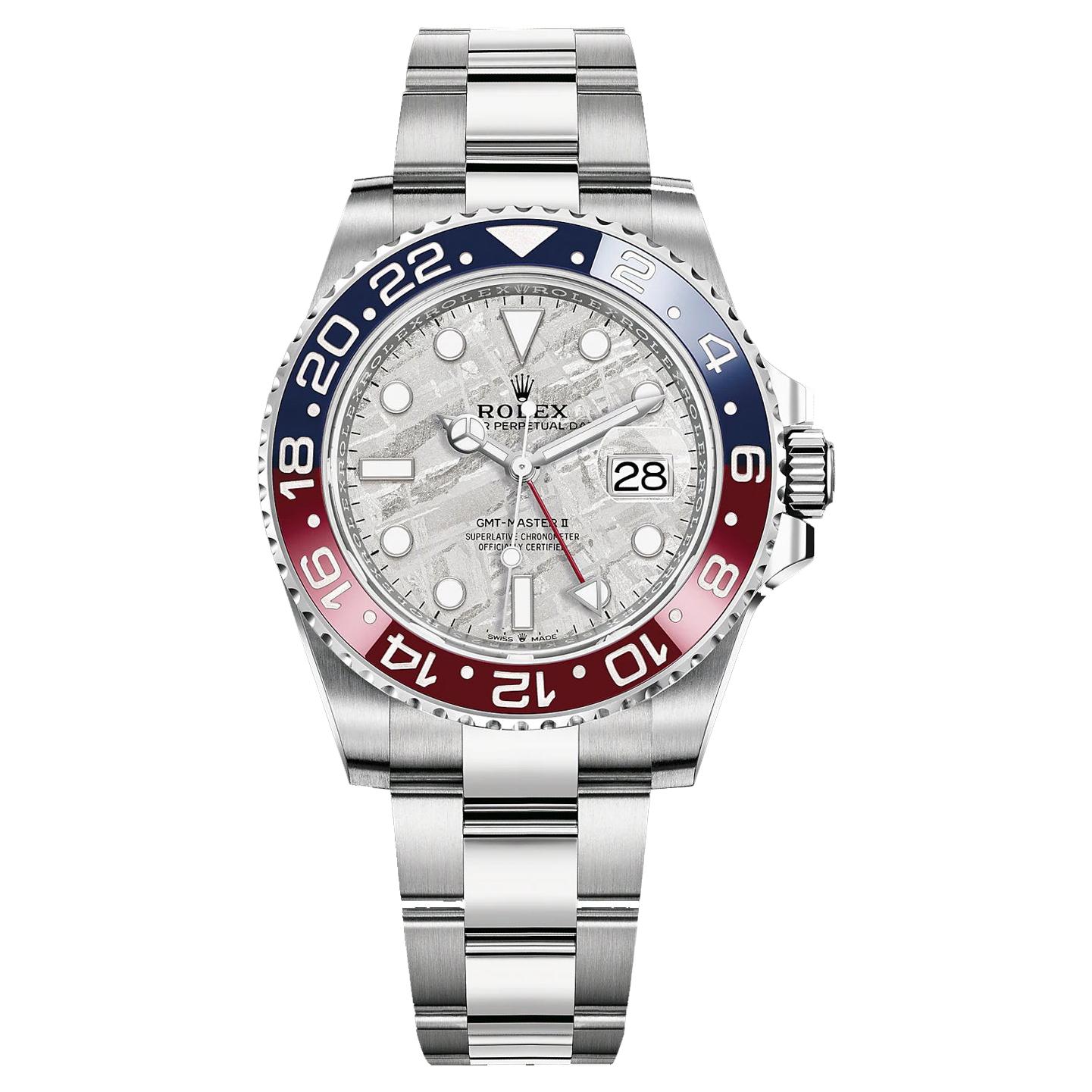 Rolex GMT-Master II 126719 Meteorite Dial Pepsi White Gold 2021 Box Papers Card For Sale