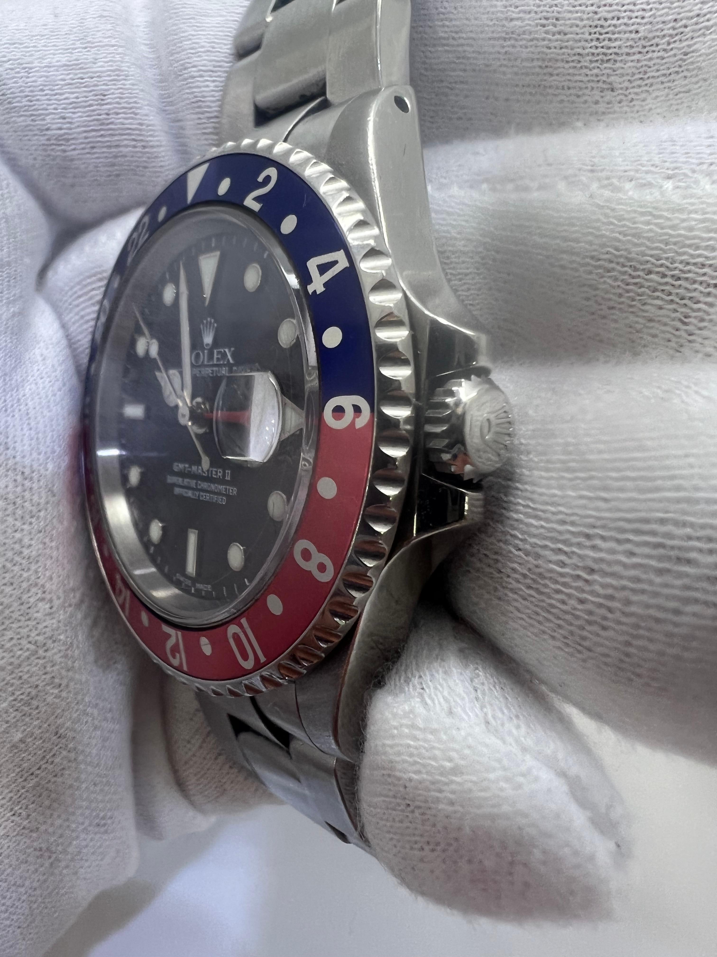 Rolex GMT Master II 16700 Pepsi Men's Watch 2002

all original parts

comes with original Rolex Box and paperwork

excellent condition!

runs perfect!

shop with confidence

Evita Diamonds