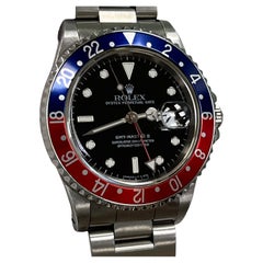 Rolex GMT Master II 16710 40mm Pepsi Rot Blaue Lünette Edelstahl Box Papier
