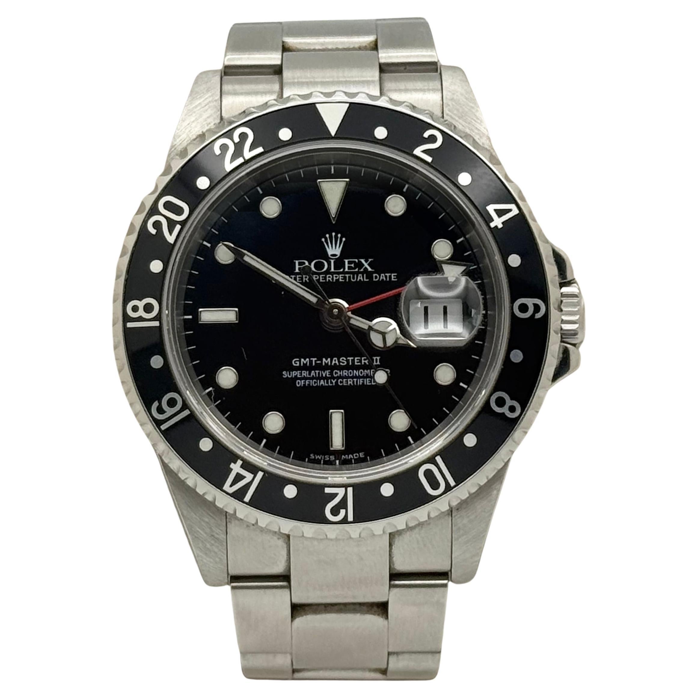 Rolex GMT-Master II 16710 Black Stainless Steel Box Paper 40mm 2006 For Sale