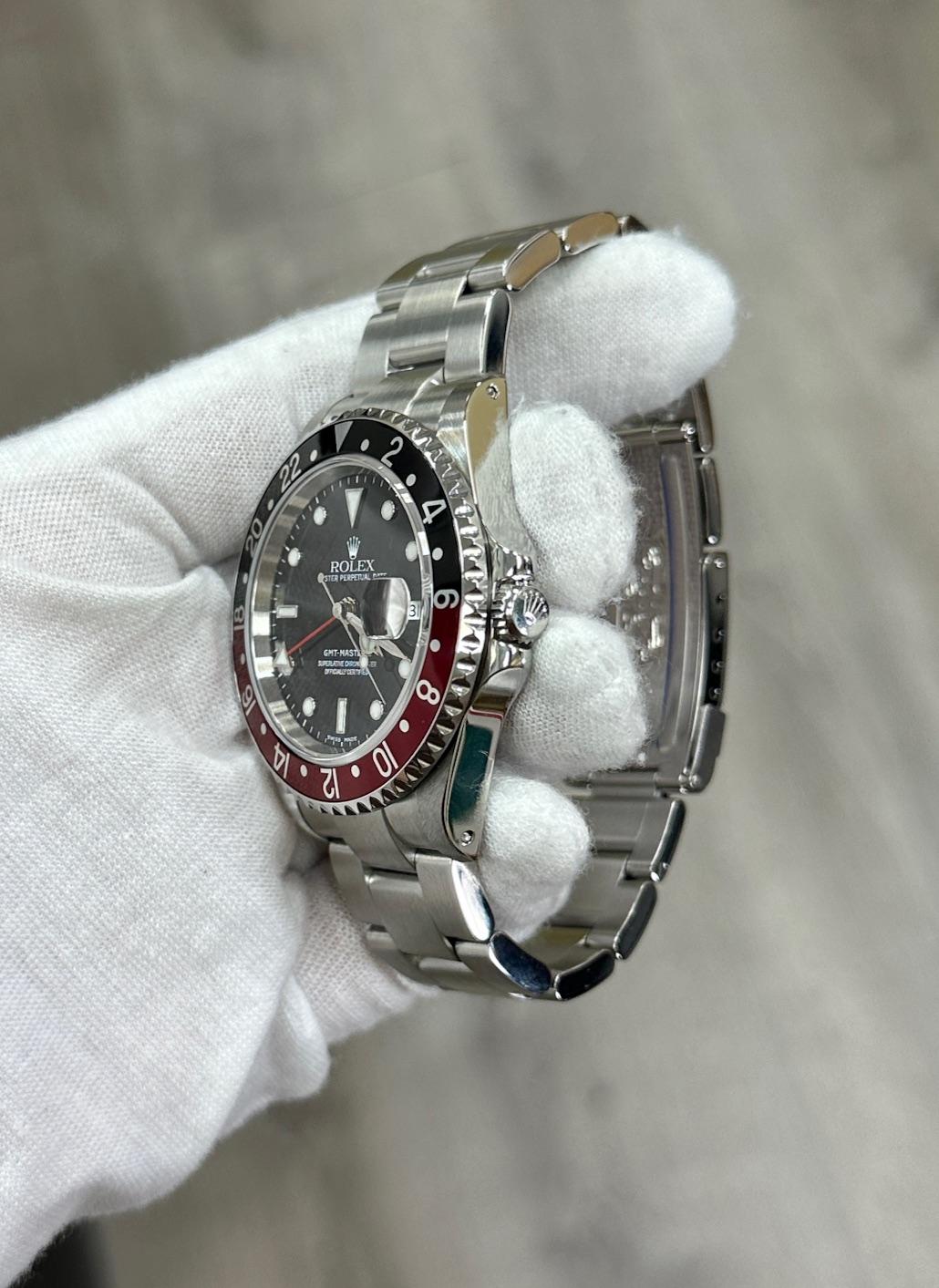 Uomo Rolex GMT Master II 16710 Rosso Coca Cola e Nero Scatola d'Acciaio Documenti 2025 Carta di Servizio in vendita