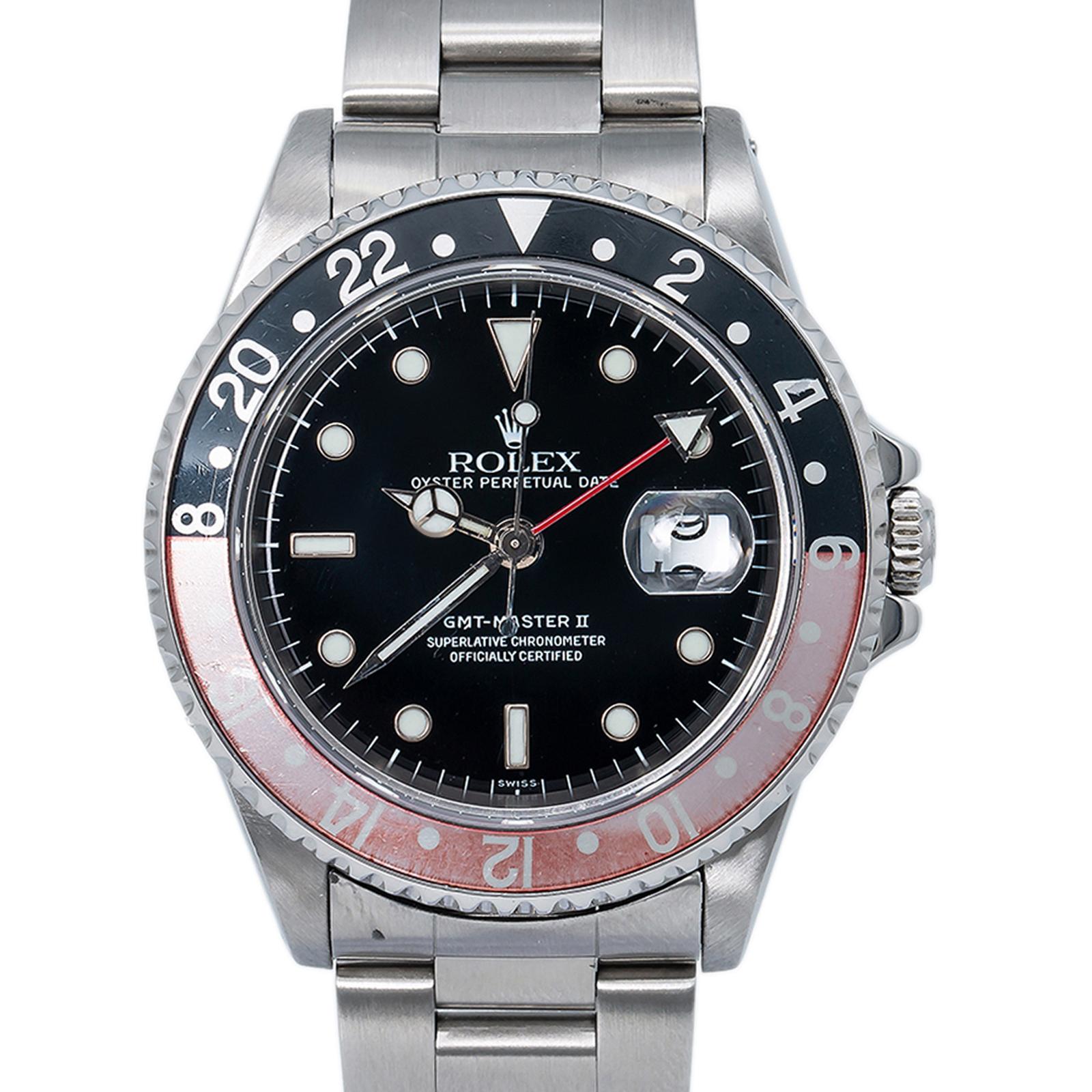Contemporary Rolex GMT-Master II 16710 Mens Watch A Serial Swiss Only W/Dial Box 40mm For Sale