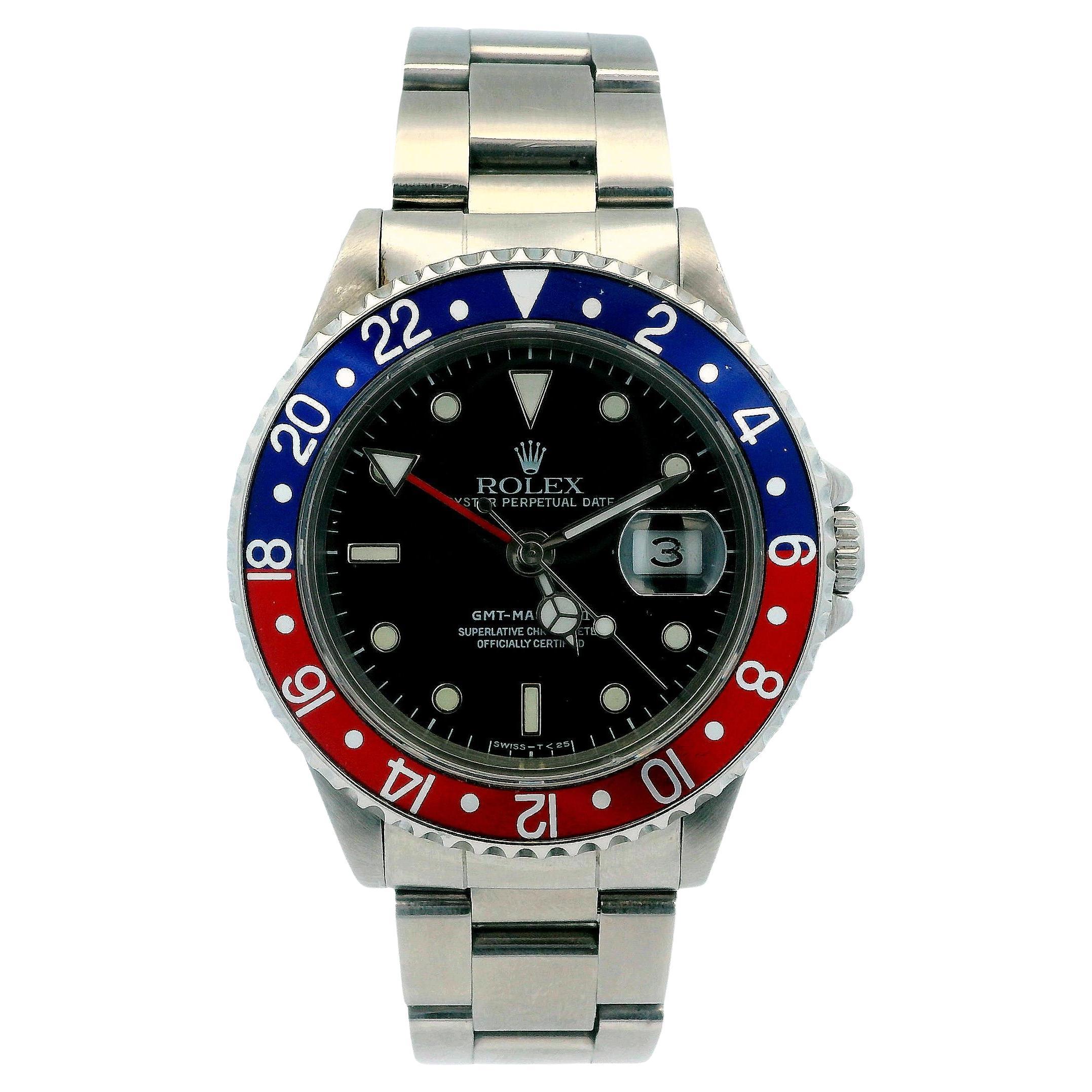 Rolex GMT Master II 16710 Pepsi Bezel Men's Watch For Sale