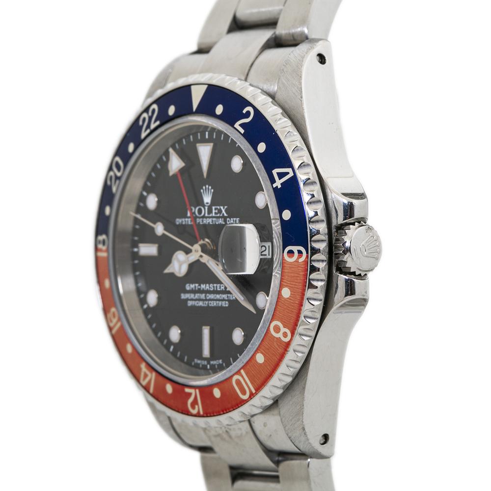 Contemporary Rolex GMT Master II 16710 Pepsi Faded SEL Stainless Mens Automatic Watch For Sale