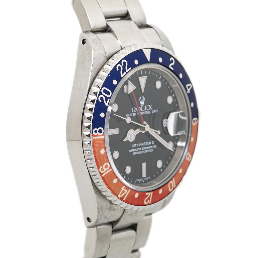 Rolex GMT Master II 16710 Pepsi Faded SEL Stainless Mens Automatic Watch In Excellent Condition For Sale In Miami, FL