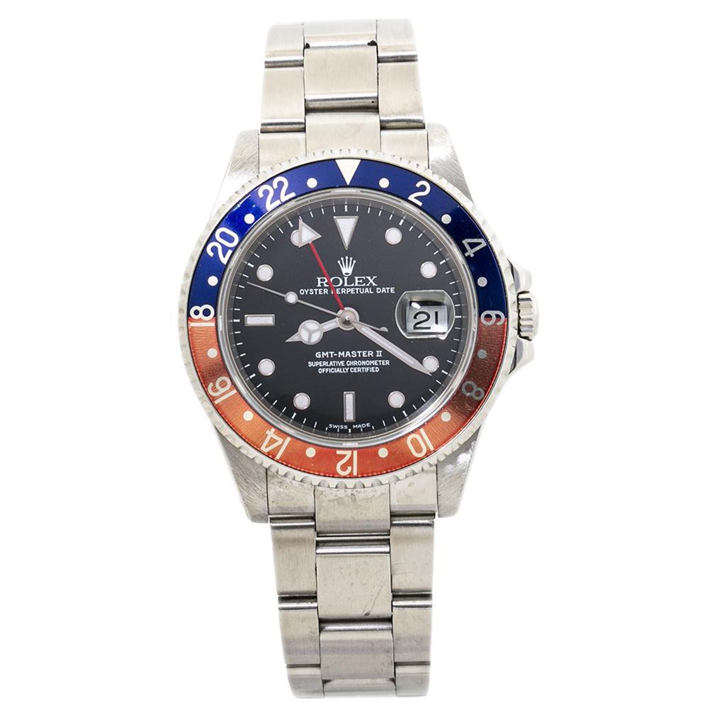 Rolex GMT Master II 16710 Pepsi Faded SEL Stainless Mens Automatic Watch For Sale