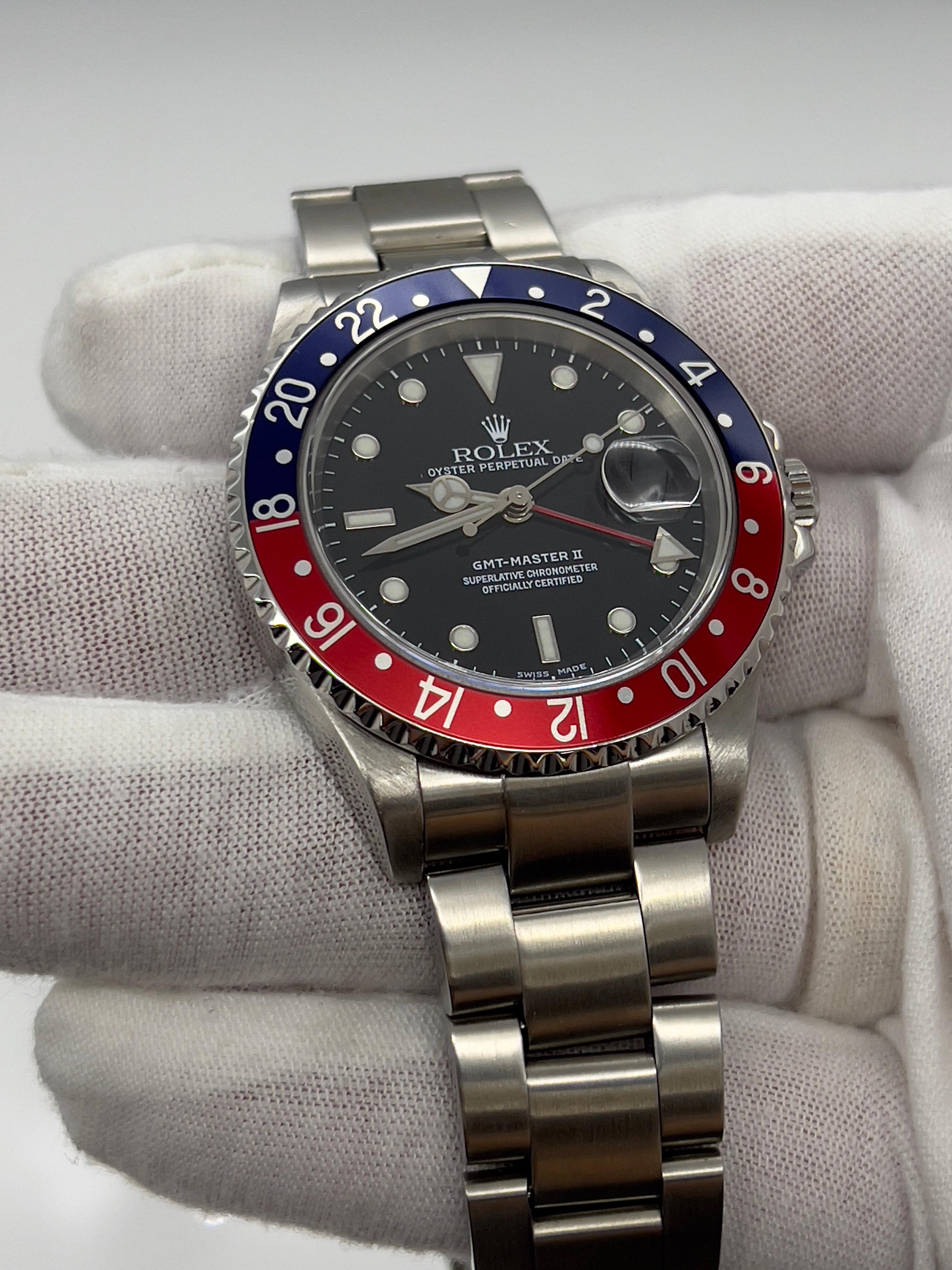 Rolex GMT Master II 16710 Pepsi Red and Blue Bezel Stainless Steel 40mm Box 2002 1