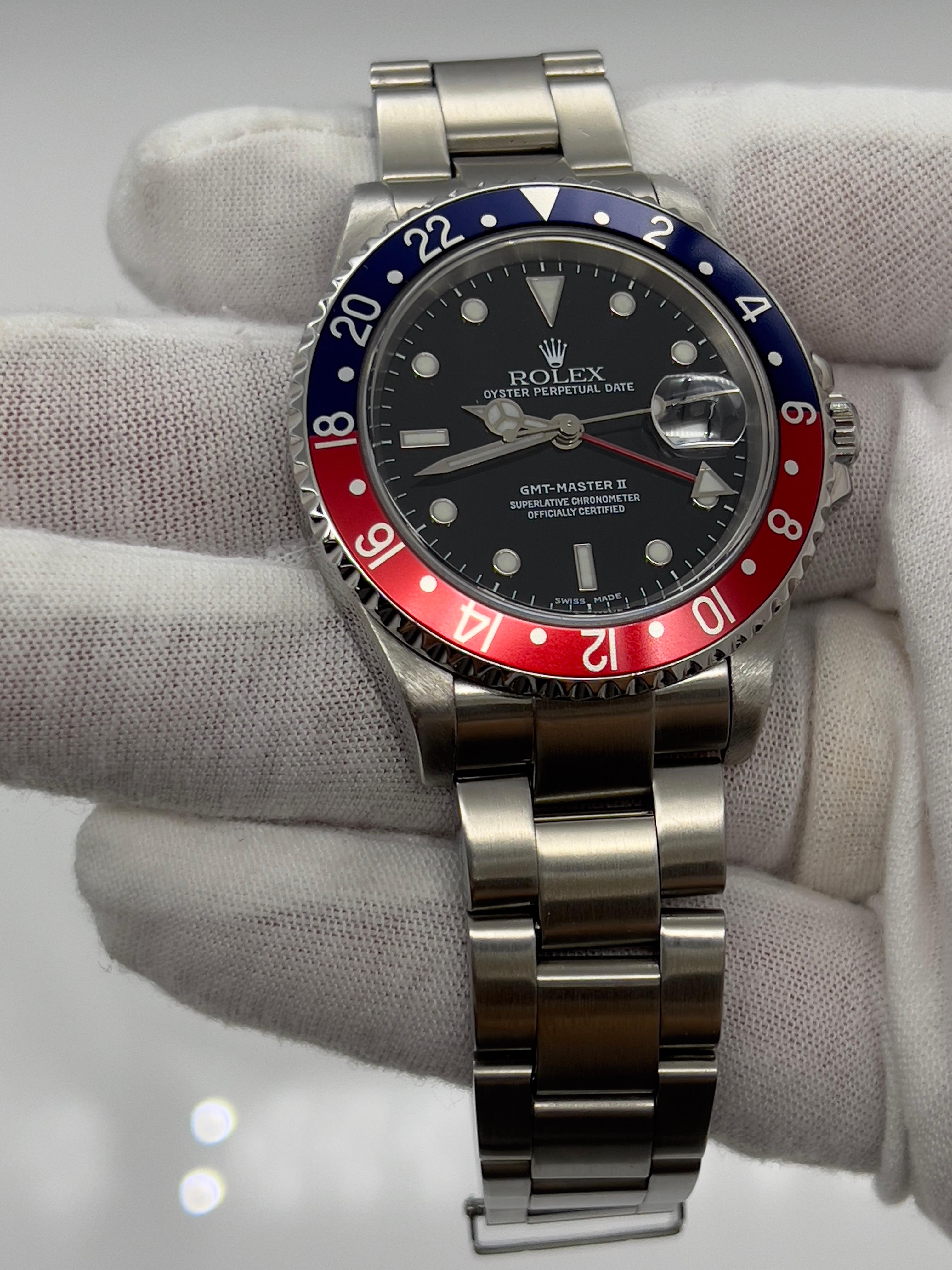 Rolex GMT Master II 16710 Pepsi Red and Blue Bezel Stainless Steel 40mm Box 2002 2