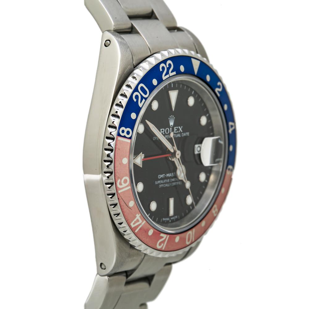 Rolex GMT Master II 16710 Pepsi Stainless P Serial Automatic Mens Watch In Good Condition For Sale In Miami, FL