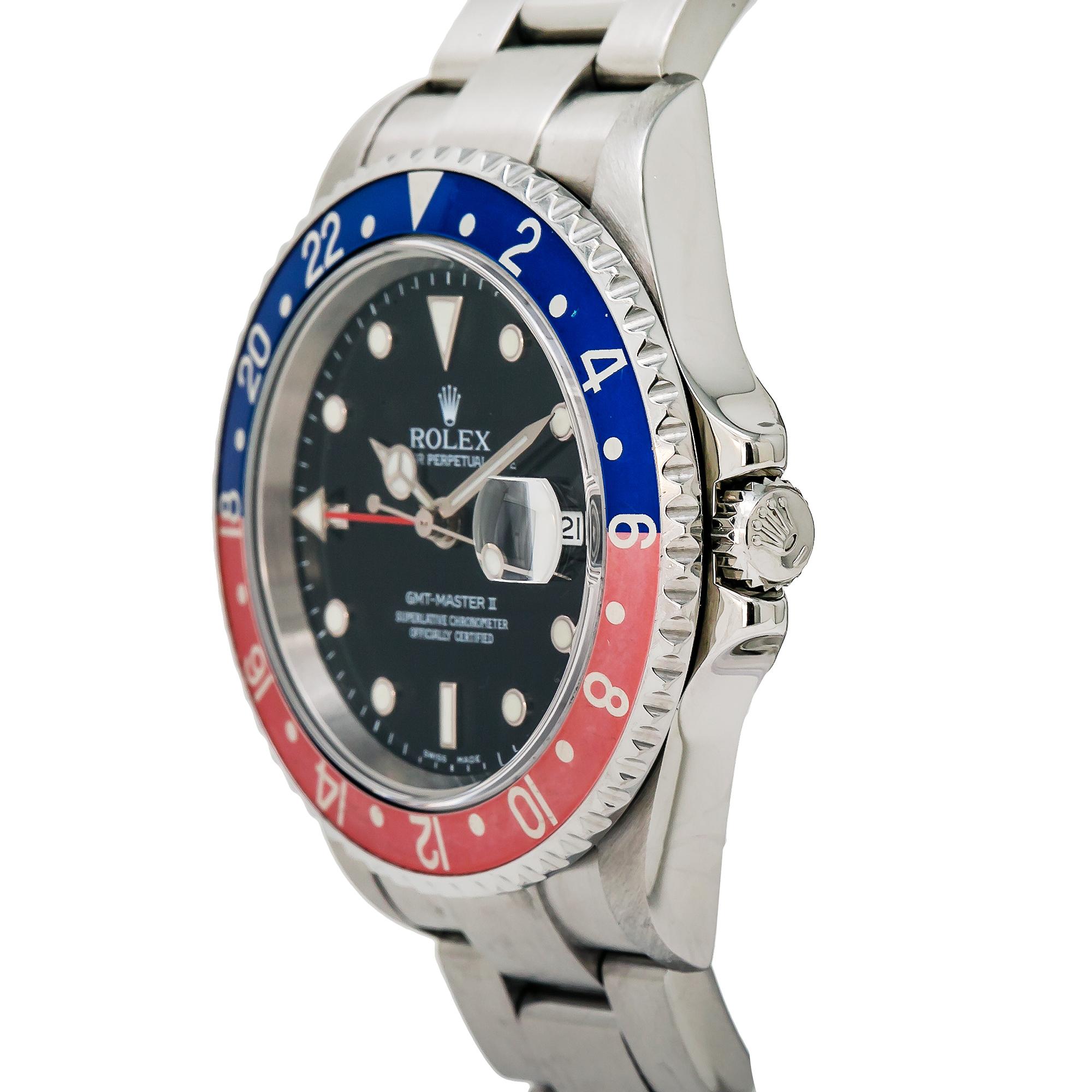 Contemporary Rolex GMT-Master II 16710T Men's Automatic Watch Stainless Steel Black Dial For Sale