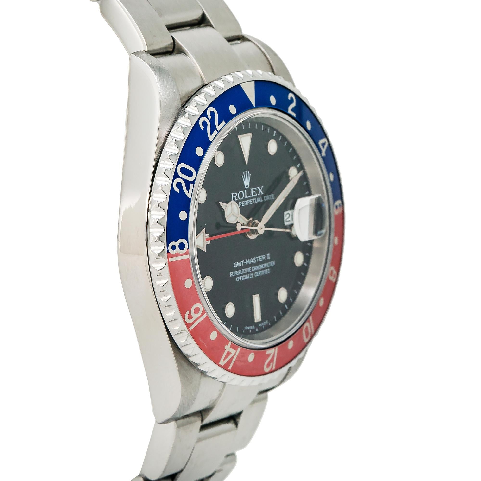 Rolex GMT-Master II 16710T Men's Automatic Watch Stainless Steel Black Dial In Good Condition For Sale In Miami, FL